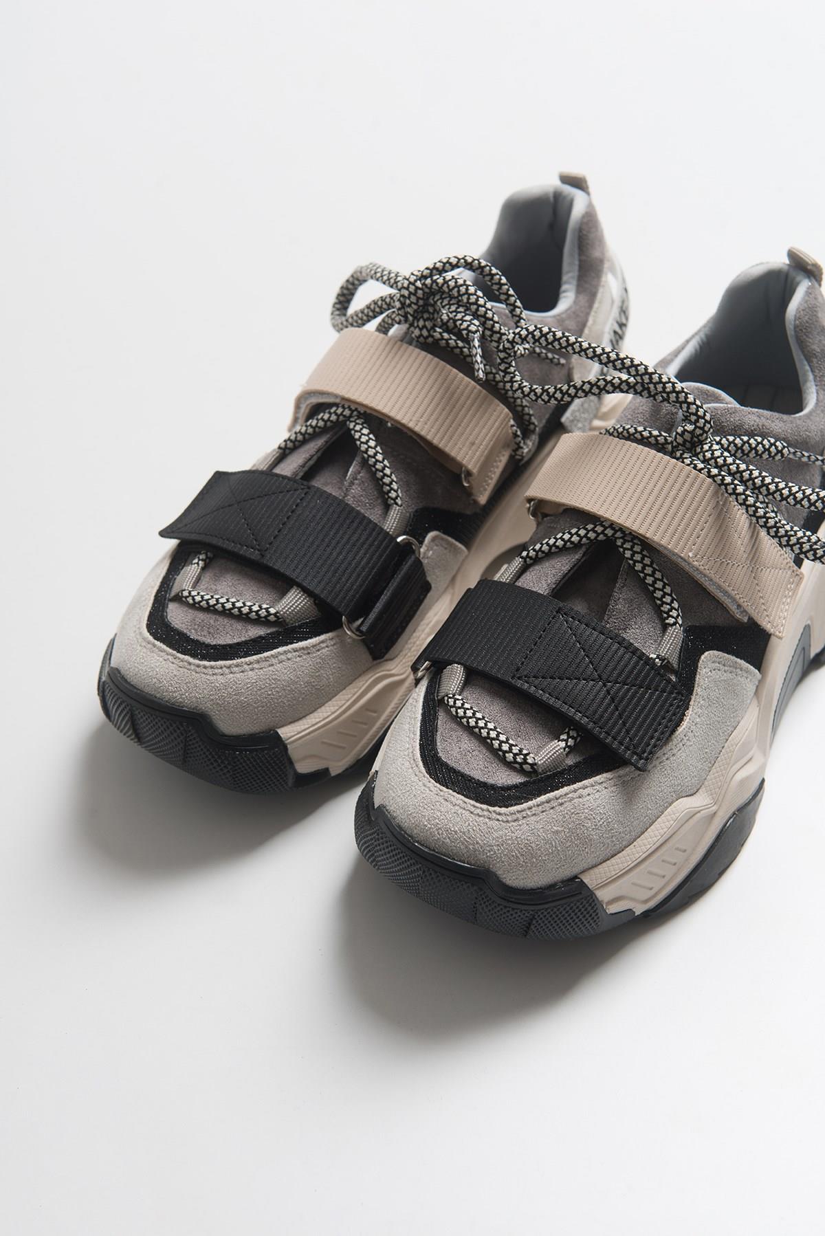 98-65140-10LULEN Siyah Vizon Sim Yazılı Cırtlı Kadın Spor Sneakers