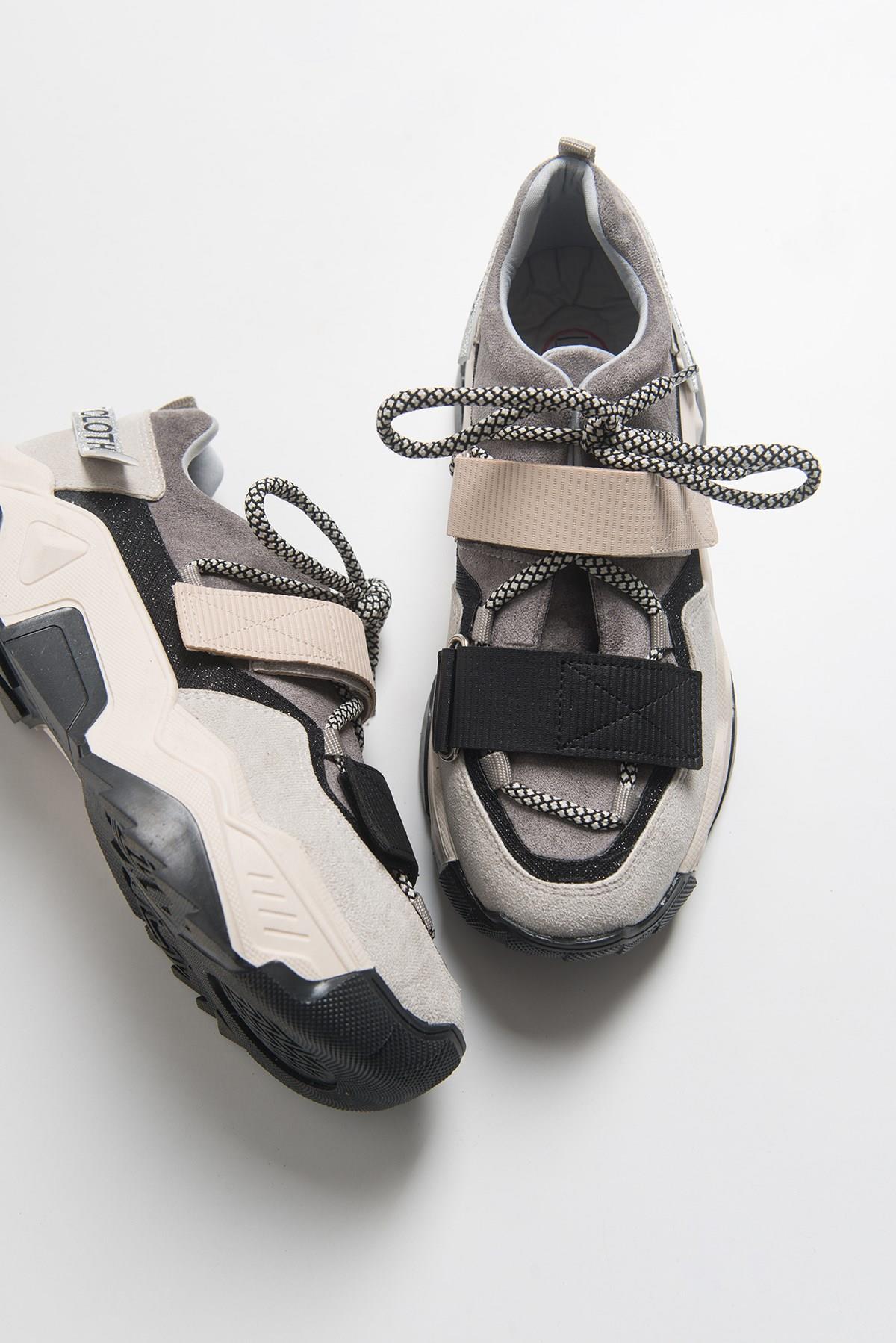 98-65140-10LULEN Siyah Vizon Sim Yazılı Cırtlı Kadın Spor Sneakers