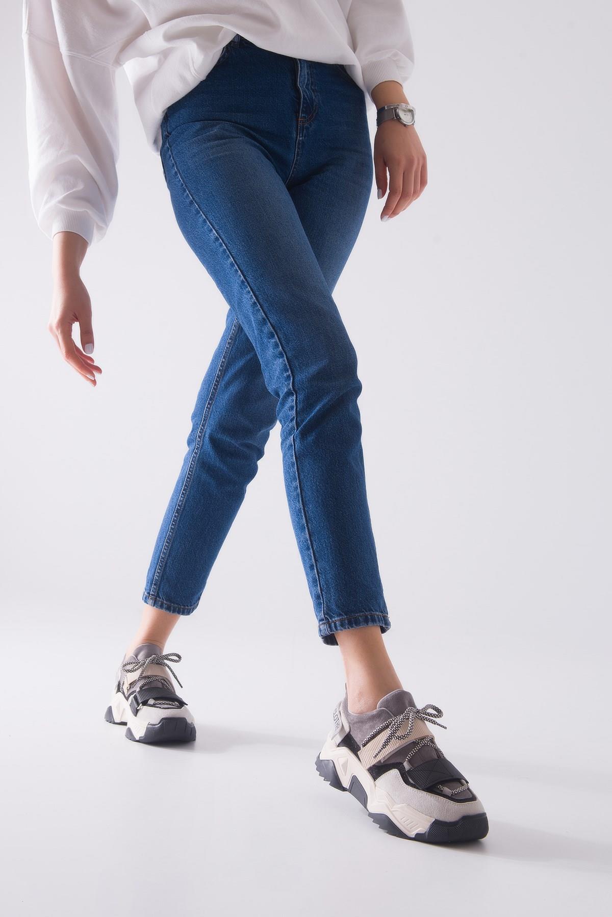 98-65140-10LULEN Siyah Vizon Sim Yazılı Cırtlı Kadın Spor Sneakers
