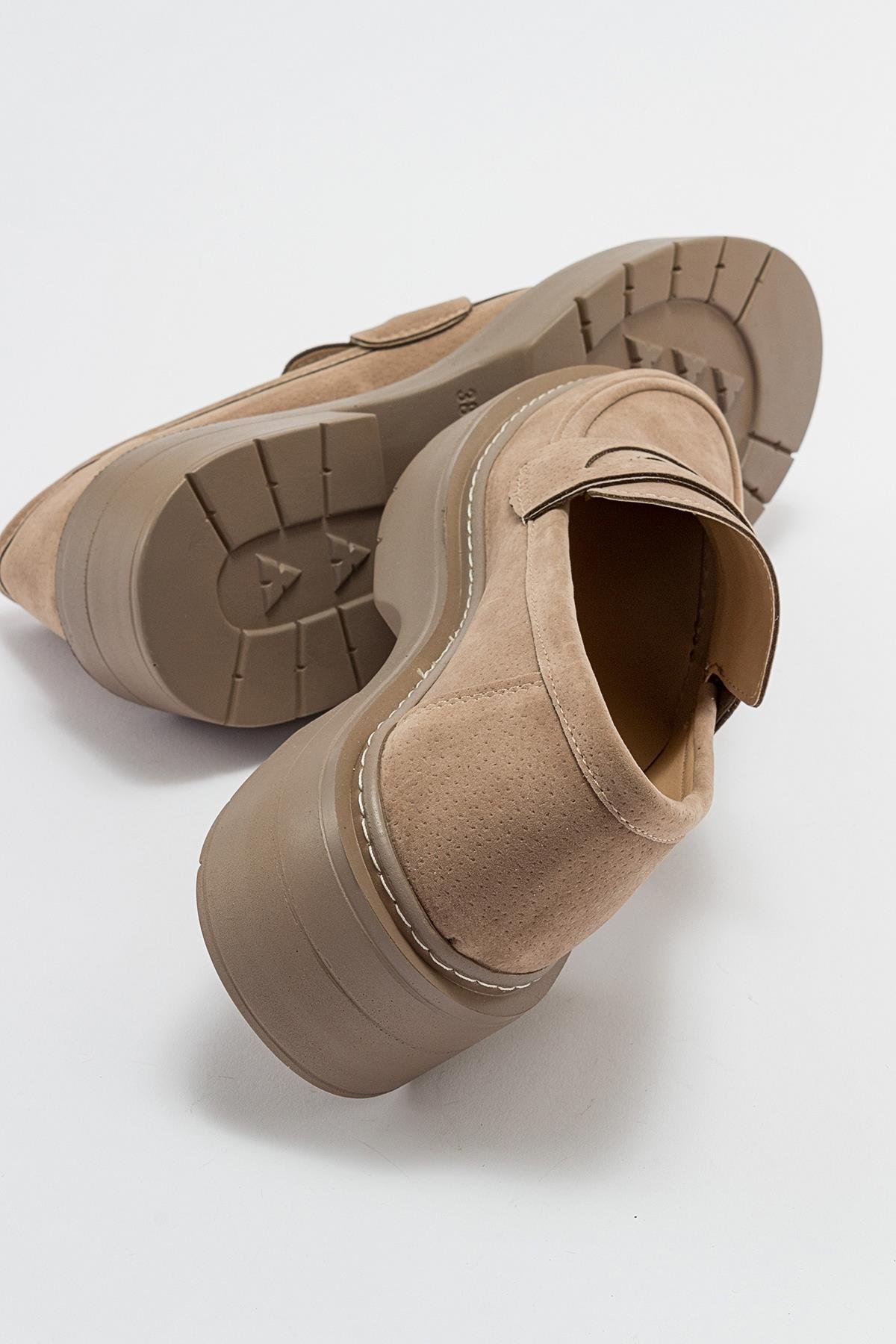 46-5004-3-KOYU BEJ SUETNONTE Koyu Bej Süet Kadın Loafer