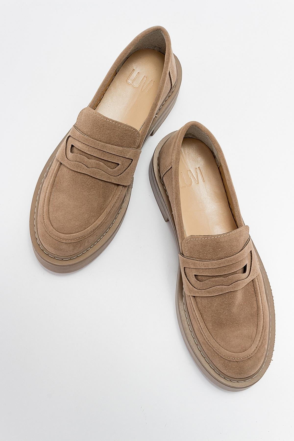 46-5004-3-KOYU BEJ SUETNONTE Koyu Bej Süet Kadın Loafer