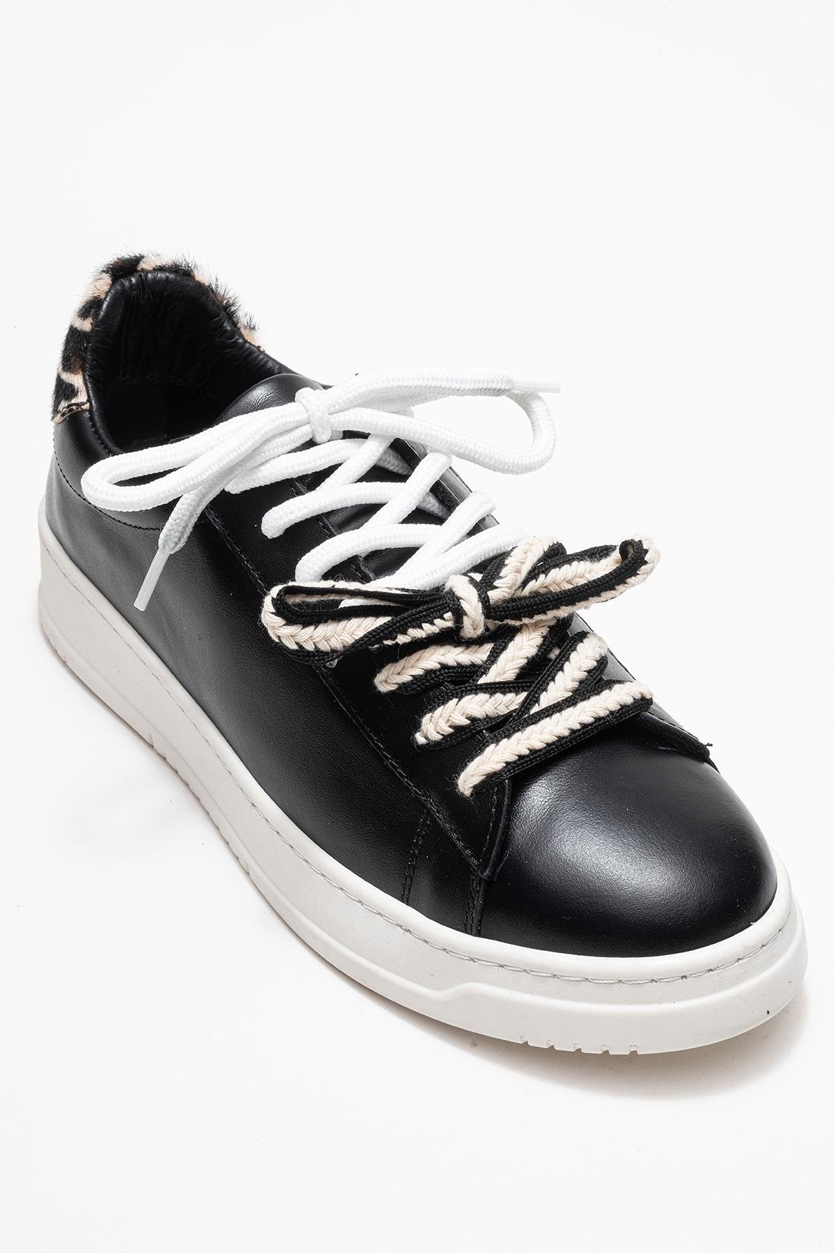 223-25100-2-SIYAH DESENLIWARRON Siyah Desenli Hakiki Deri Kadın Sneakers