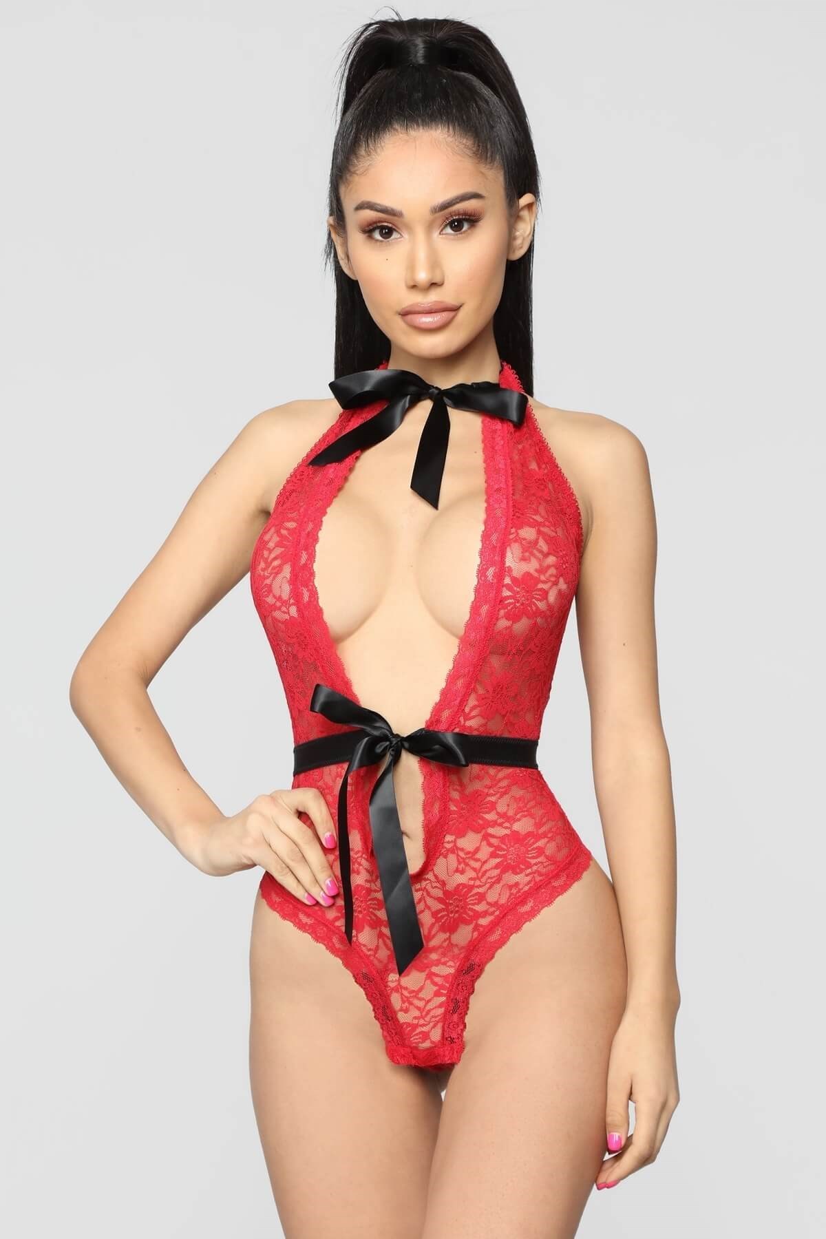 Dedo Boyun ve Bel Kısmı Fiyonklu Fantazi Babydoll 3209