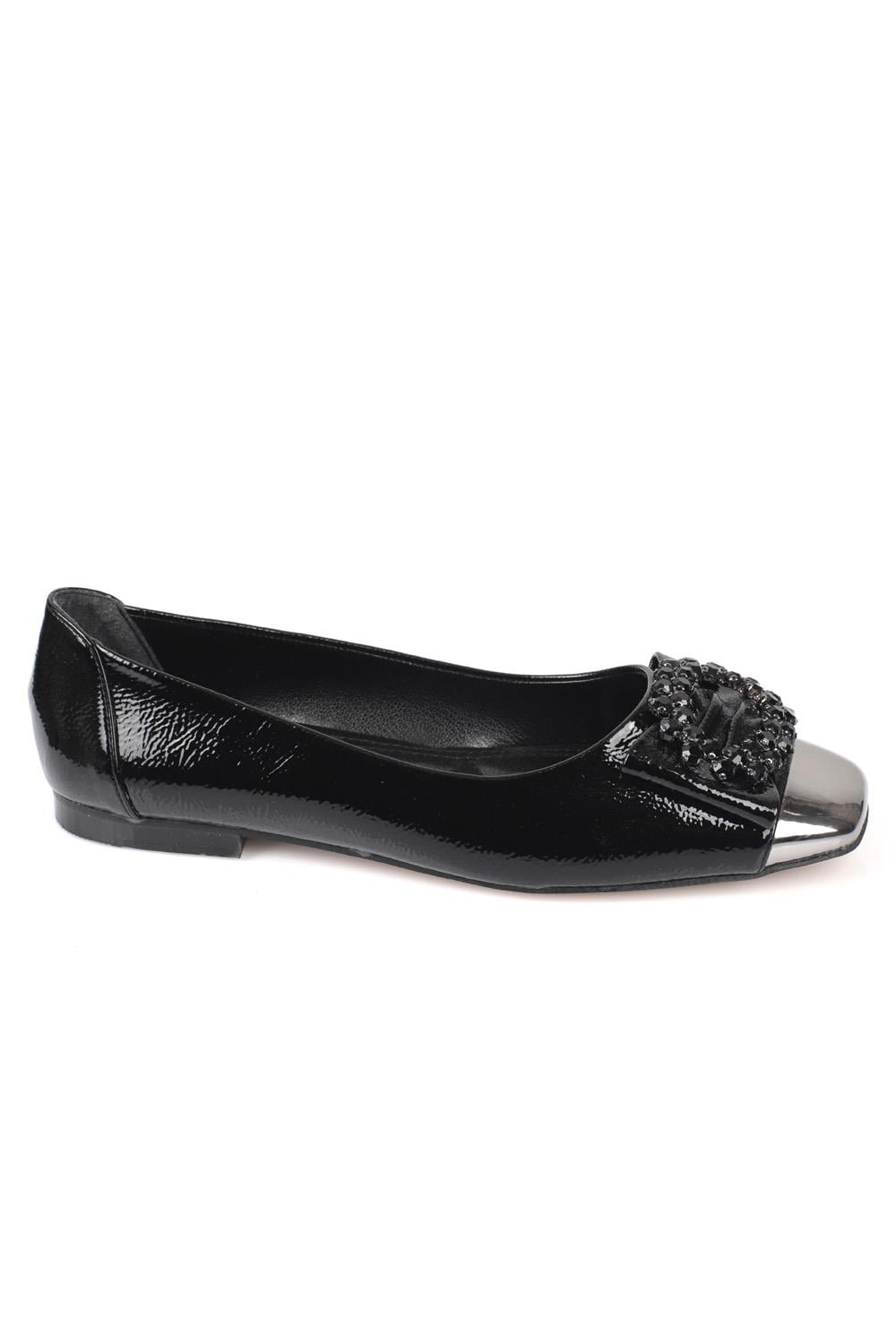 Capone 058 Women Black Cristal Embellished Ballet Flats