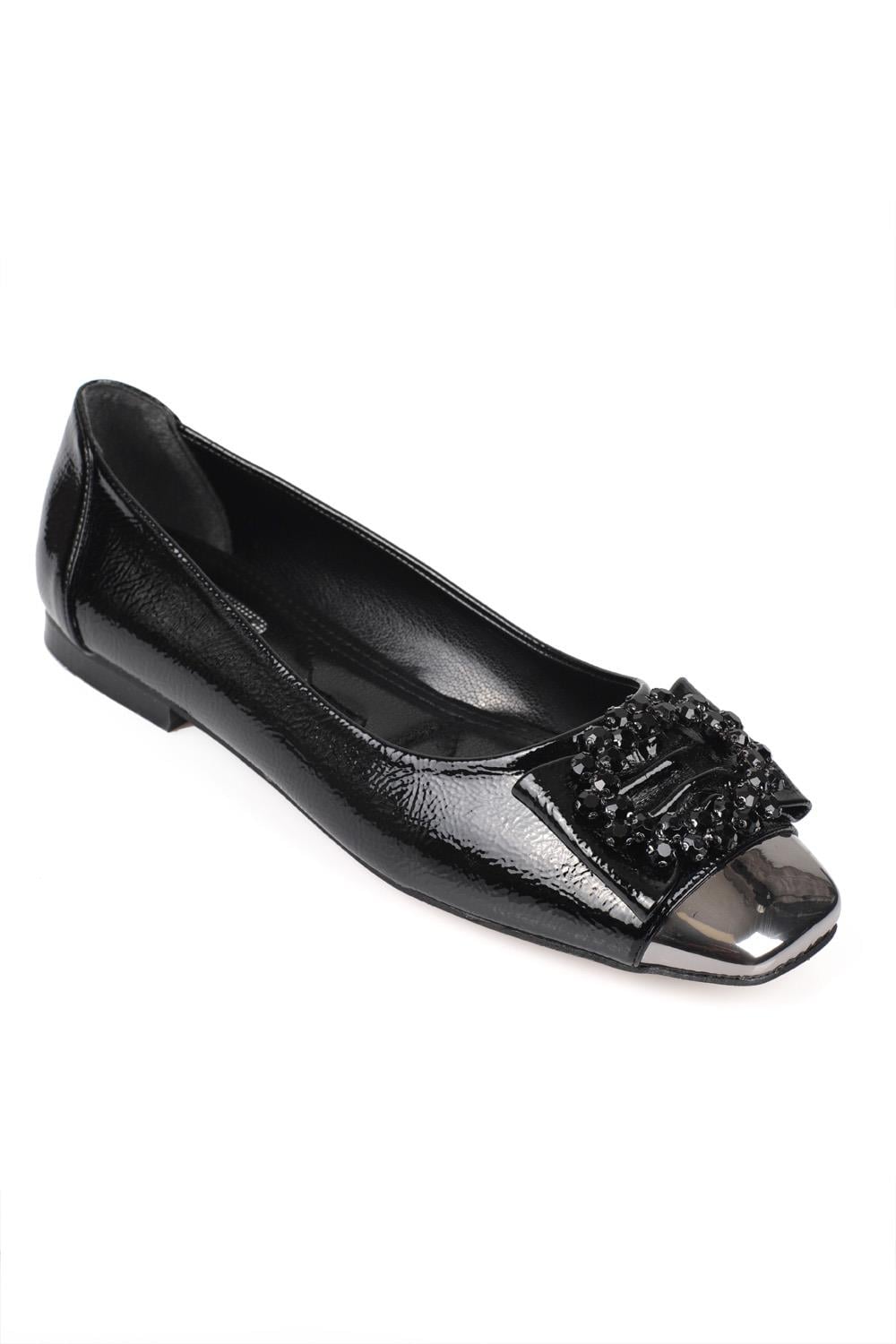Capone 058 Women Black Cristal Embellished Ballet Flats