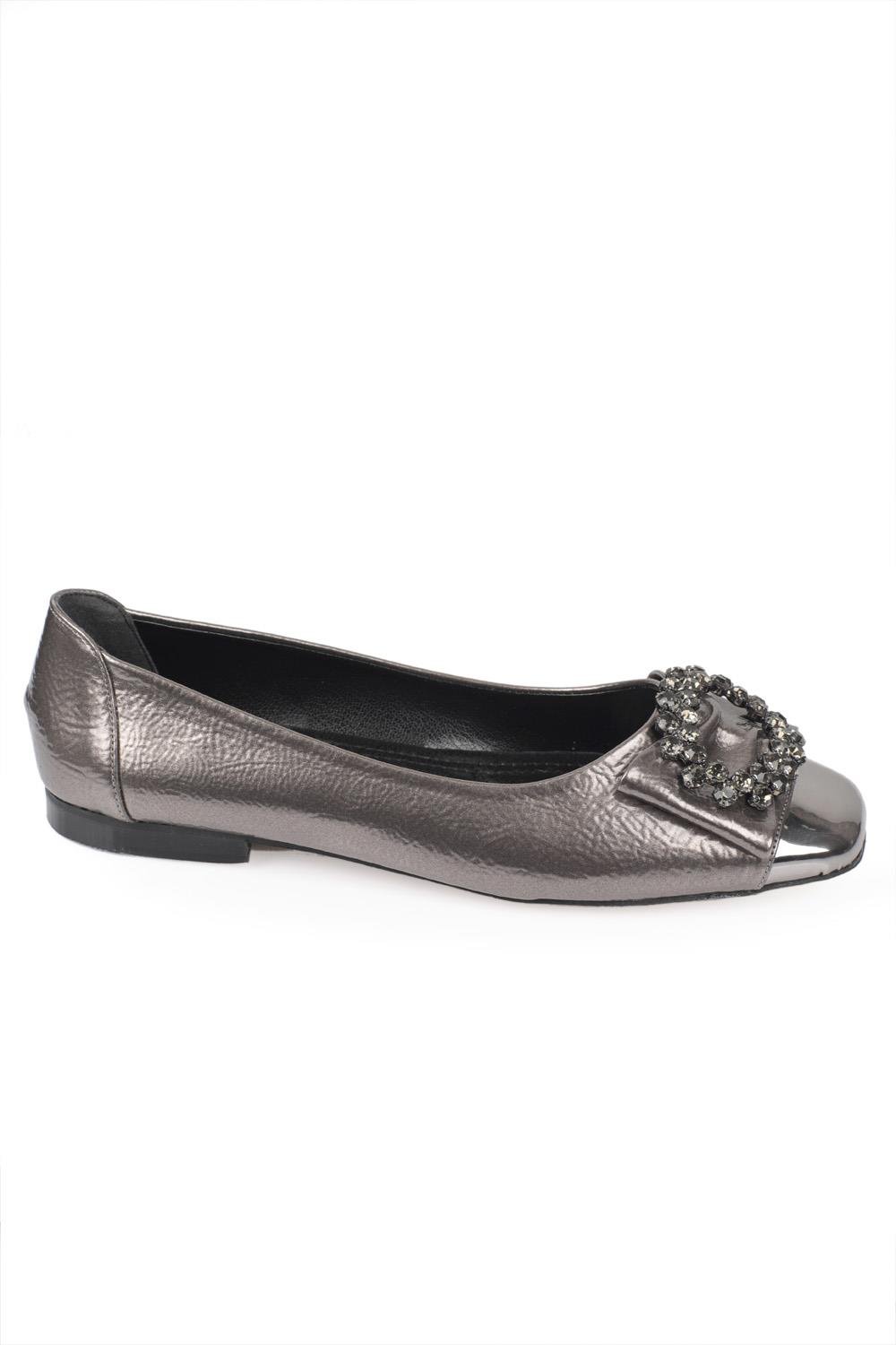 Capone 058 Women Platinum Cristal Embellished Ballet Flats