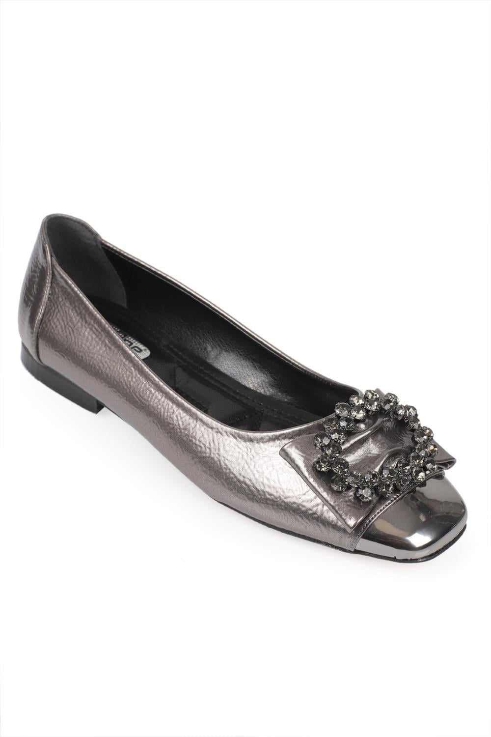 Capone 058 Women Platinum Cristal Embellished Ballet Flats