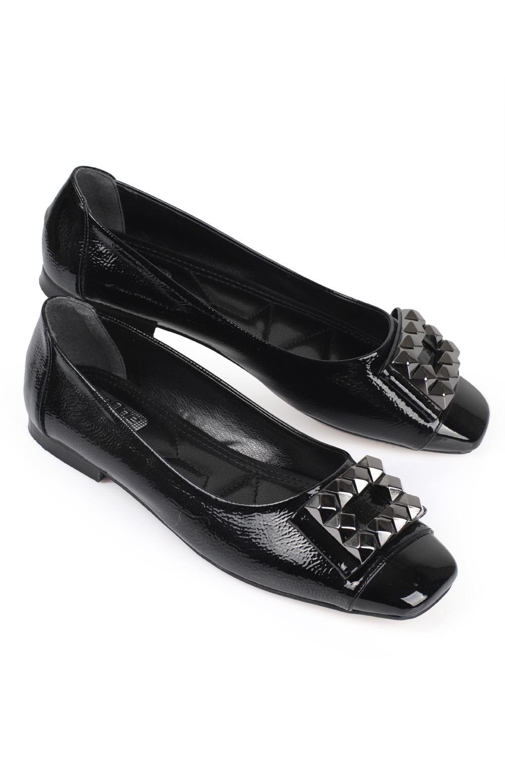 Capone 070 Women Black Metalic Bouckle Ballet Flats