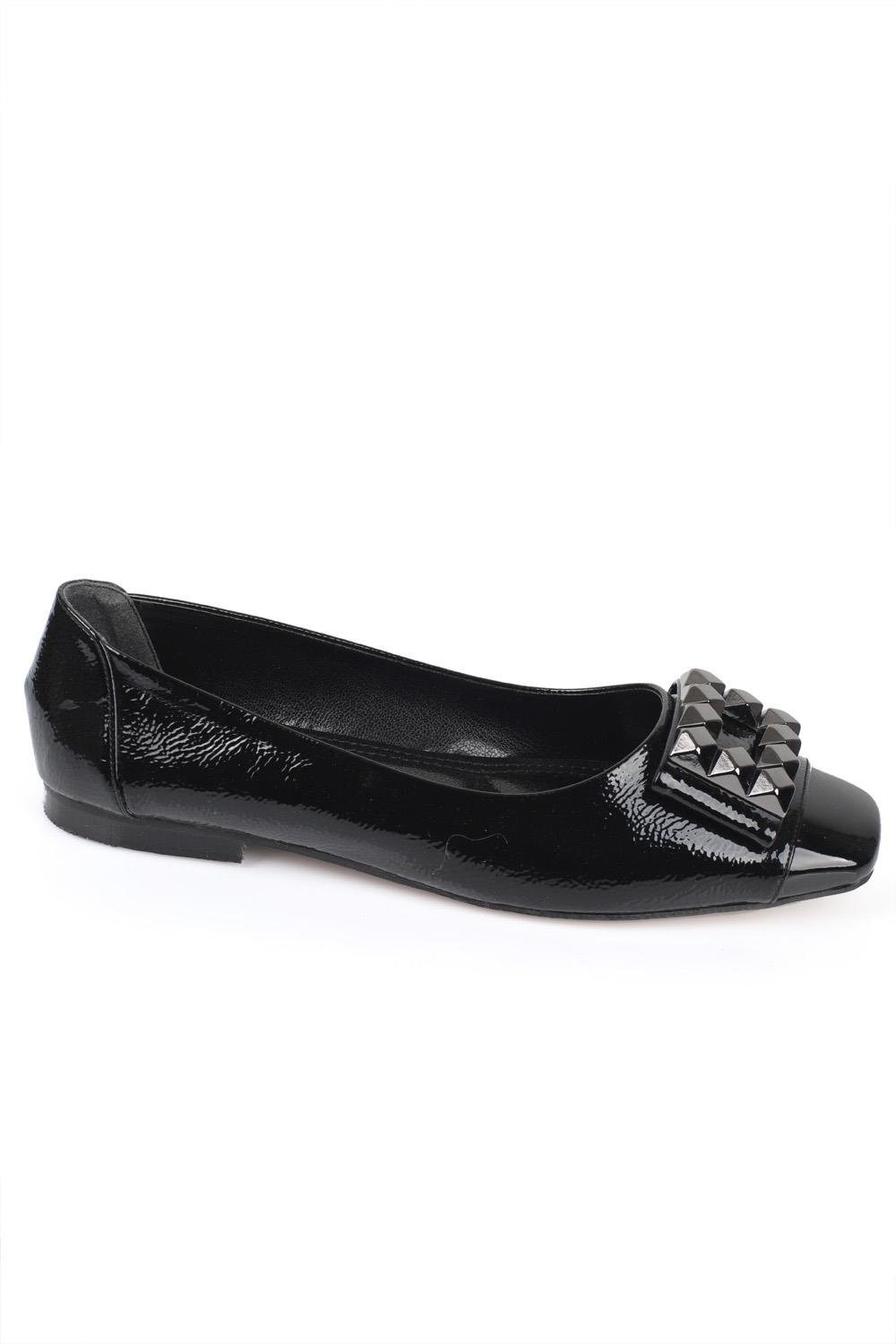 Capone 070 Women Black Metalic Bouckle Ballet Flats