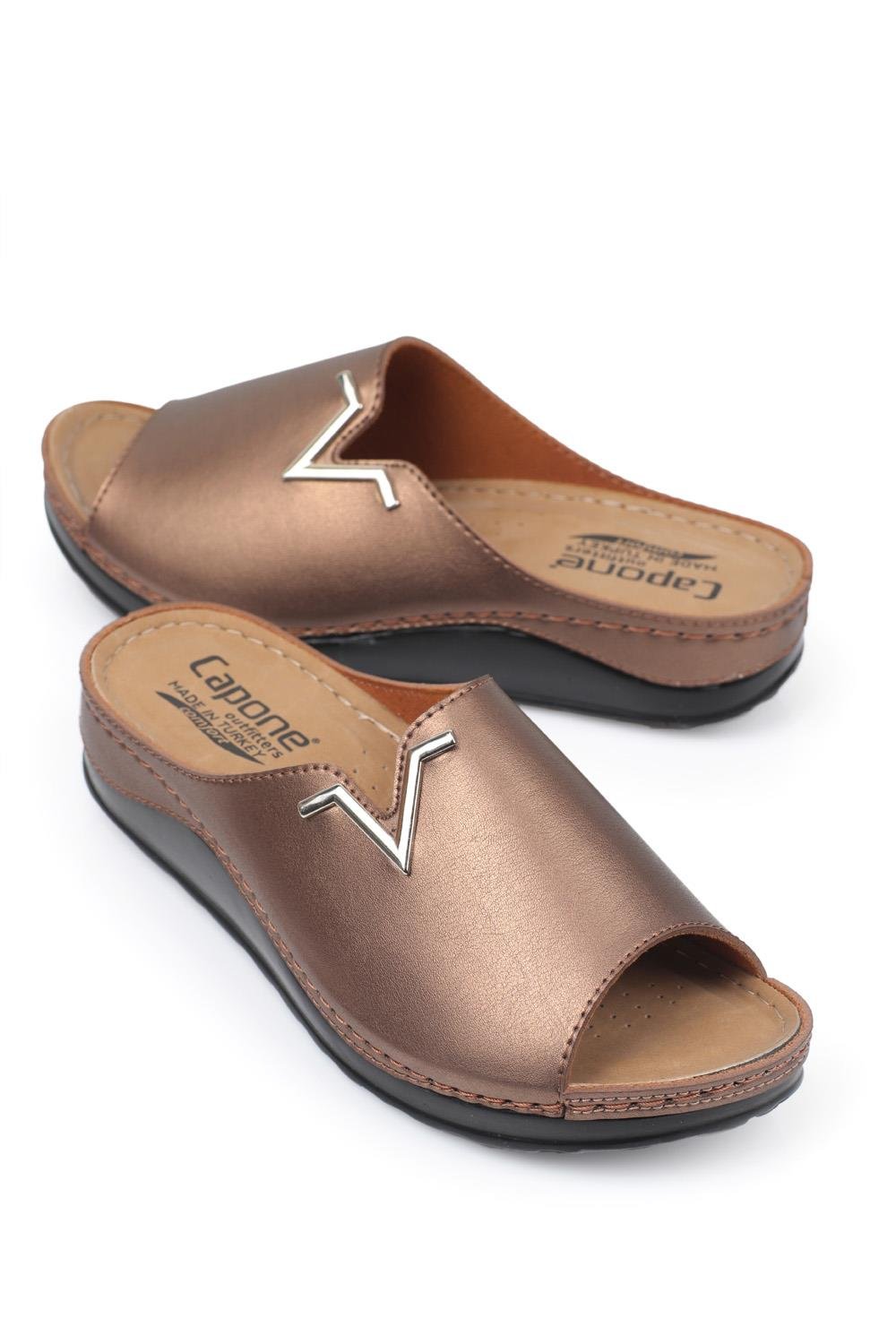 Capone 107012 Women Copper Slide Comfort Anatomical Sandals
