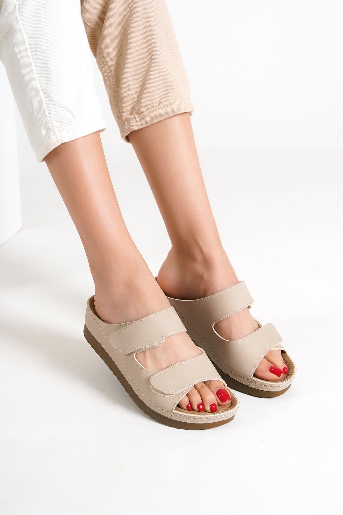 Capone 107090 Women Beige Slingback Comfort Anatomical Sandals
