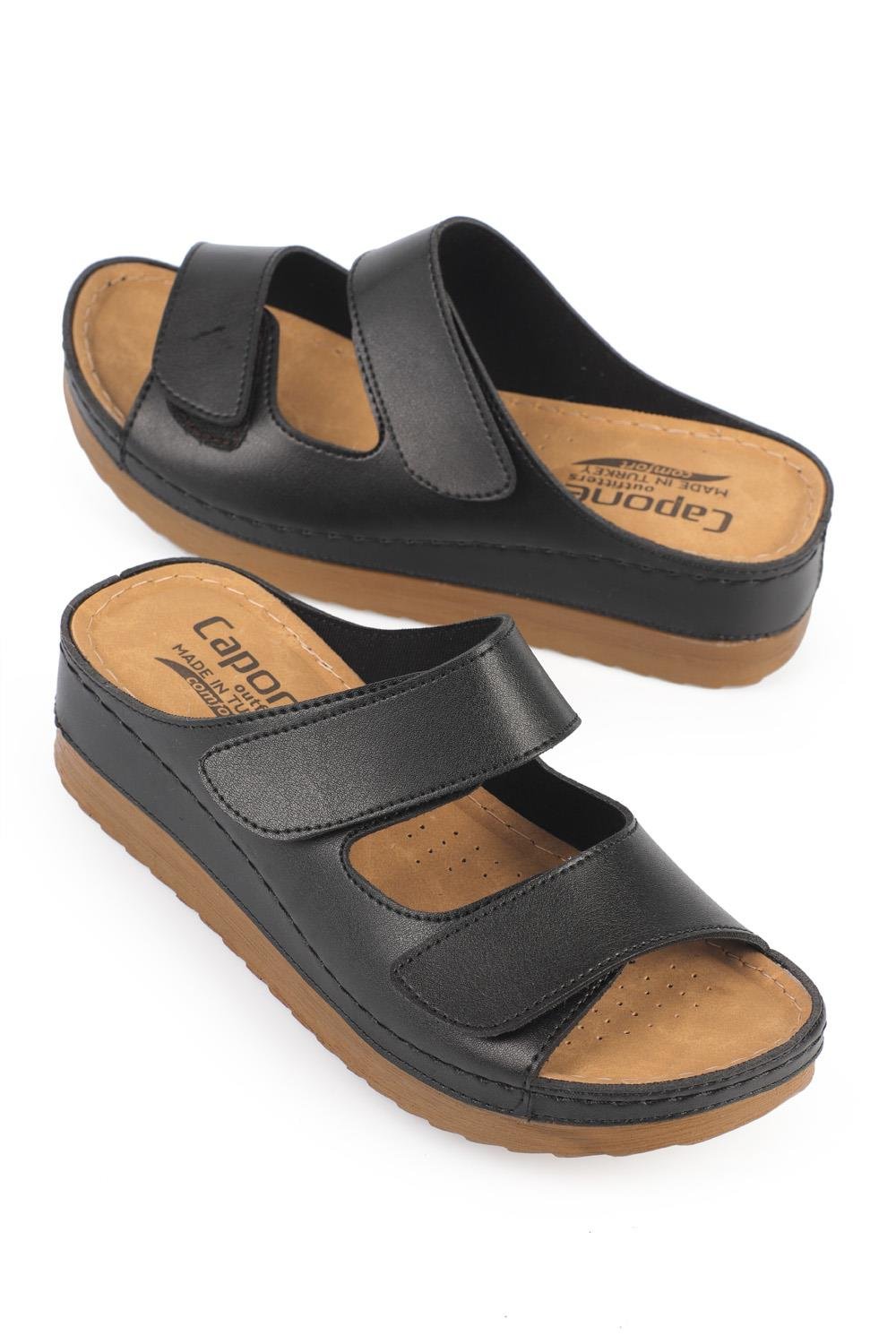 Capone 107090 Women Black Slingback Comfort Anatomical Sandals