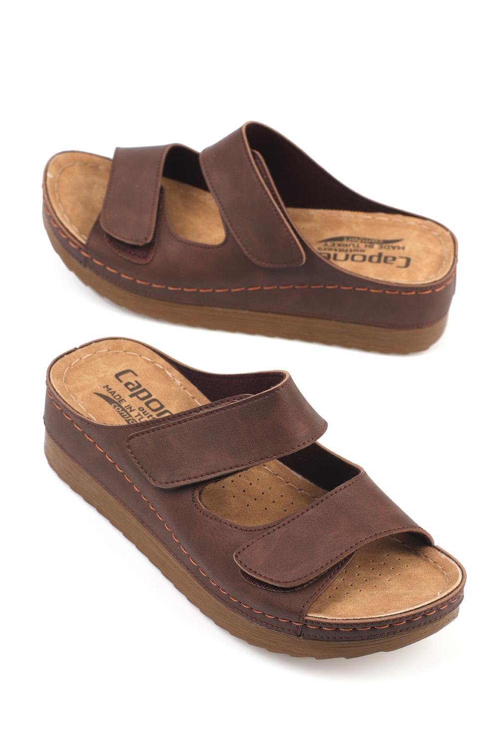 Capone 107090 Women Brown Slingback Comfort Anatomical Sandals