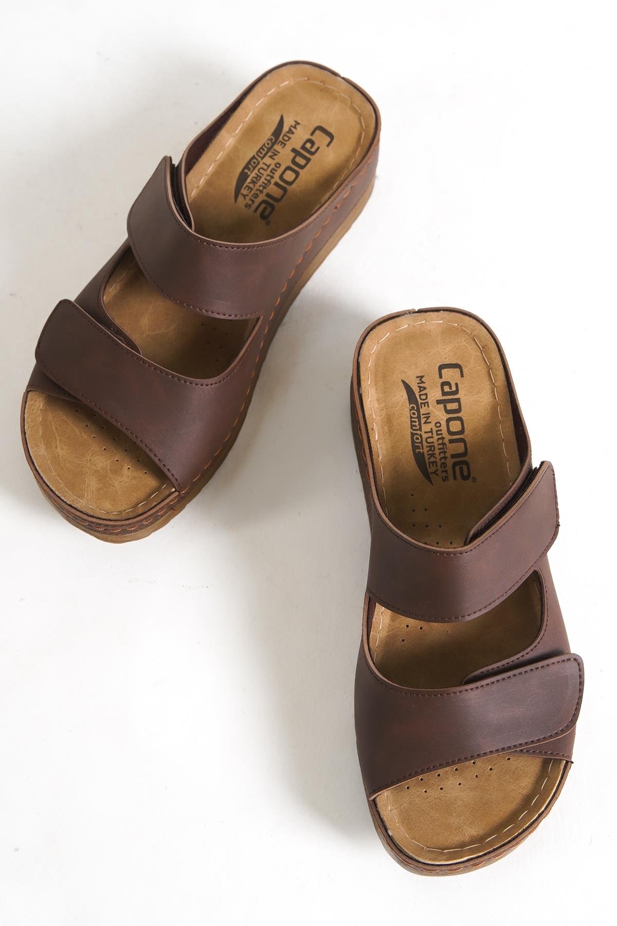 Capone 107090 Women Brown Slingback Comfort Anatomical Sandals