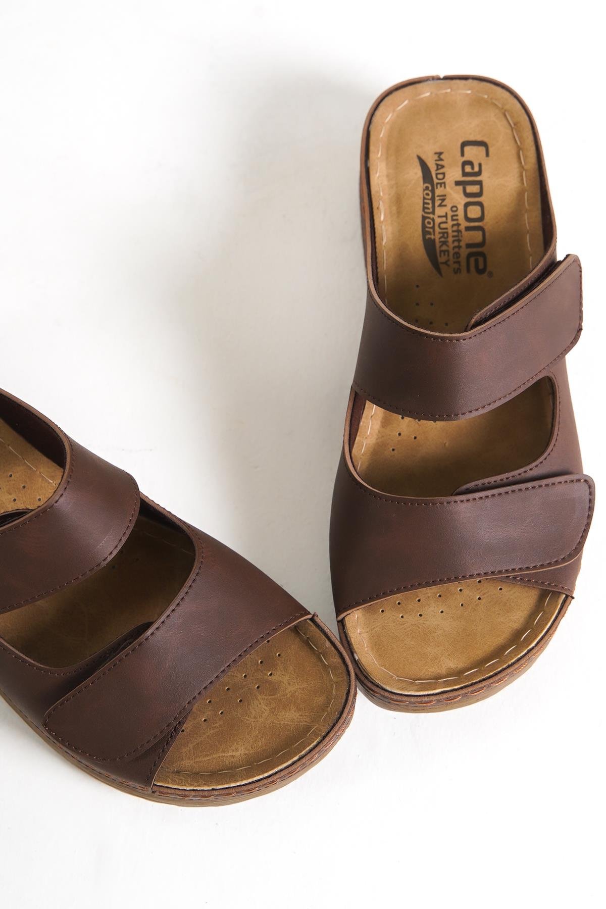Capone 107090 Women Brown Slingback Comfort Anatomical Sandals