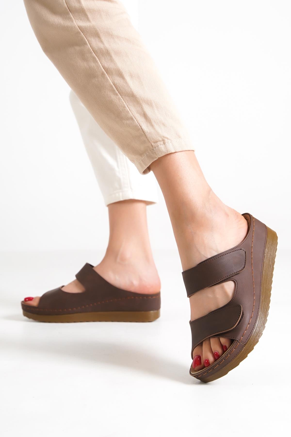 Capone 107090 Women Brown Slingback Comfort Anatomical Sandals
