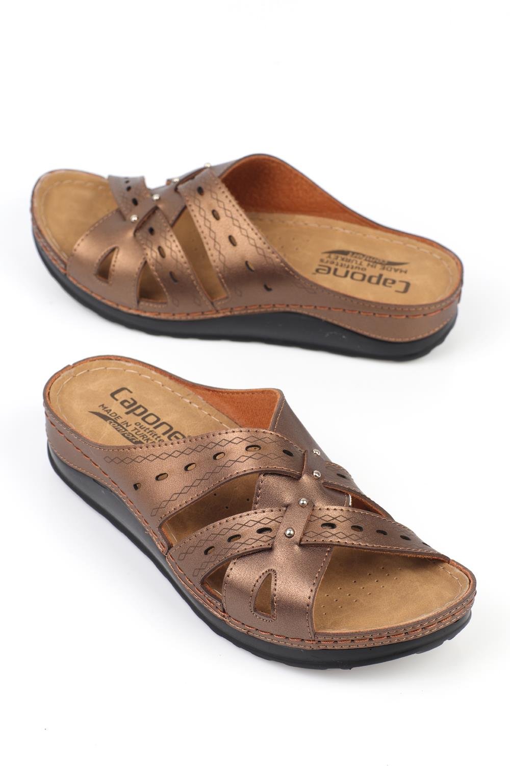 Capone 107090 Women Copper Slingback Comfort Anatomical Sandals