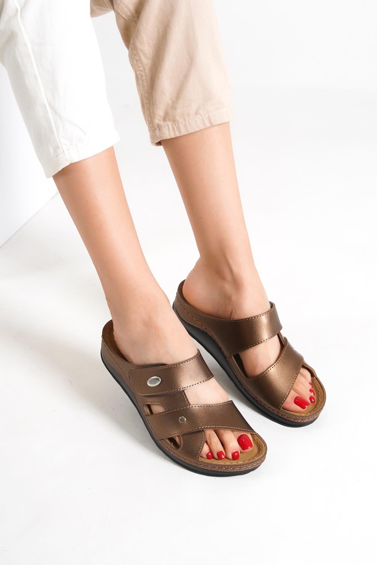 Capone 107090 Women Copper Slingback Comfort Anatomical Sandals
