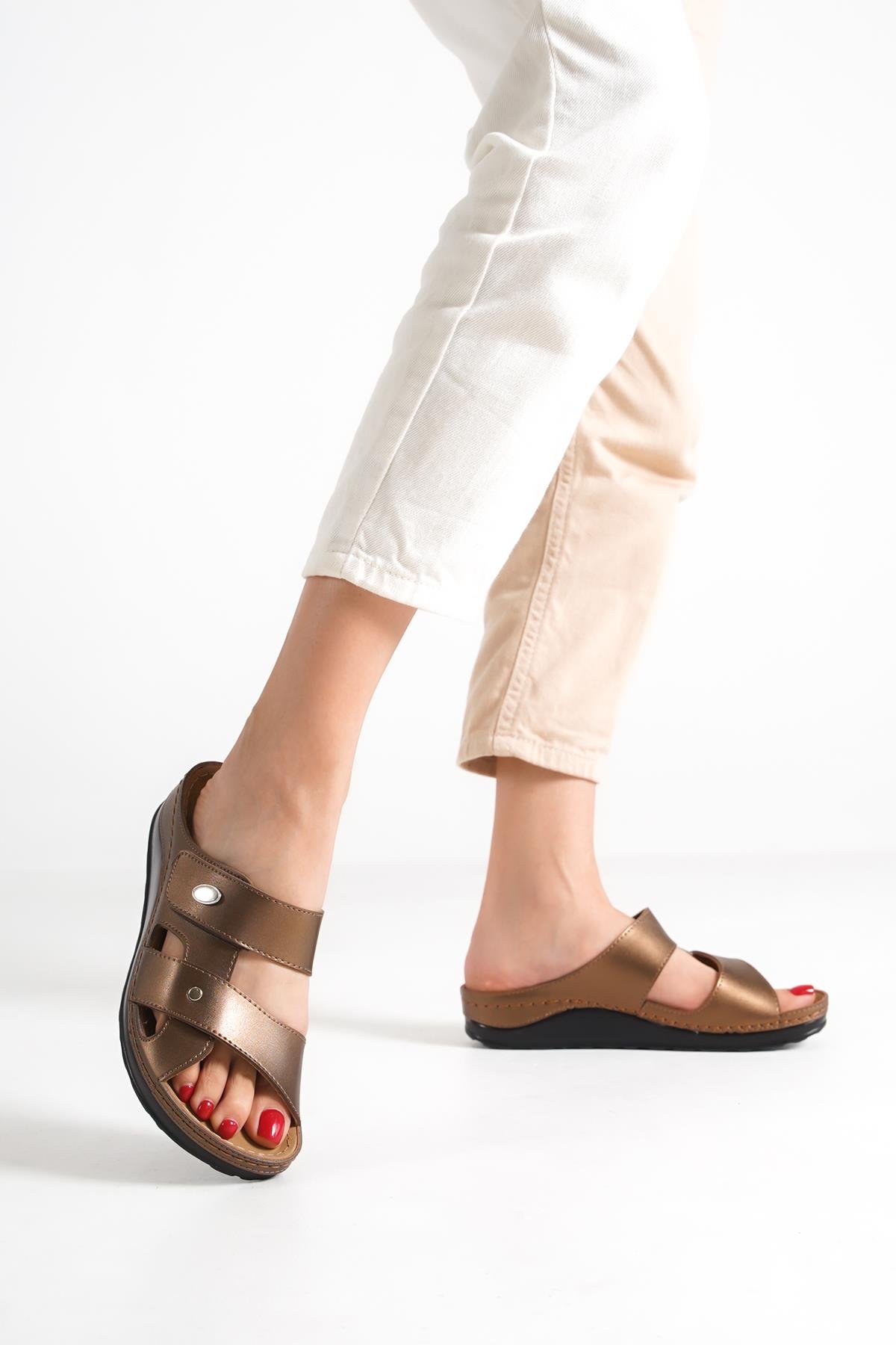 Capone 107090 Women Copper Slingback Comfort Anatomical Sandals