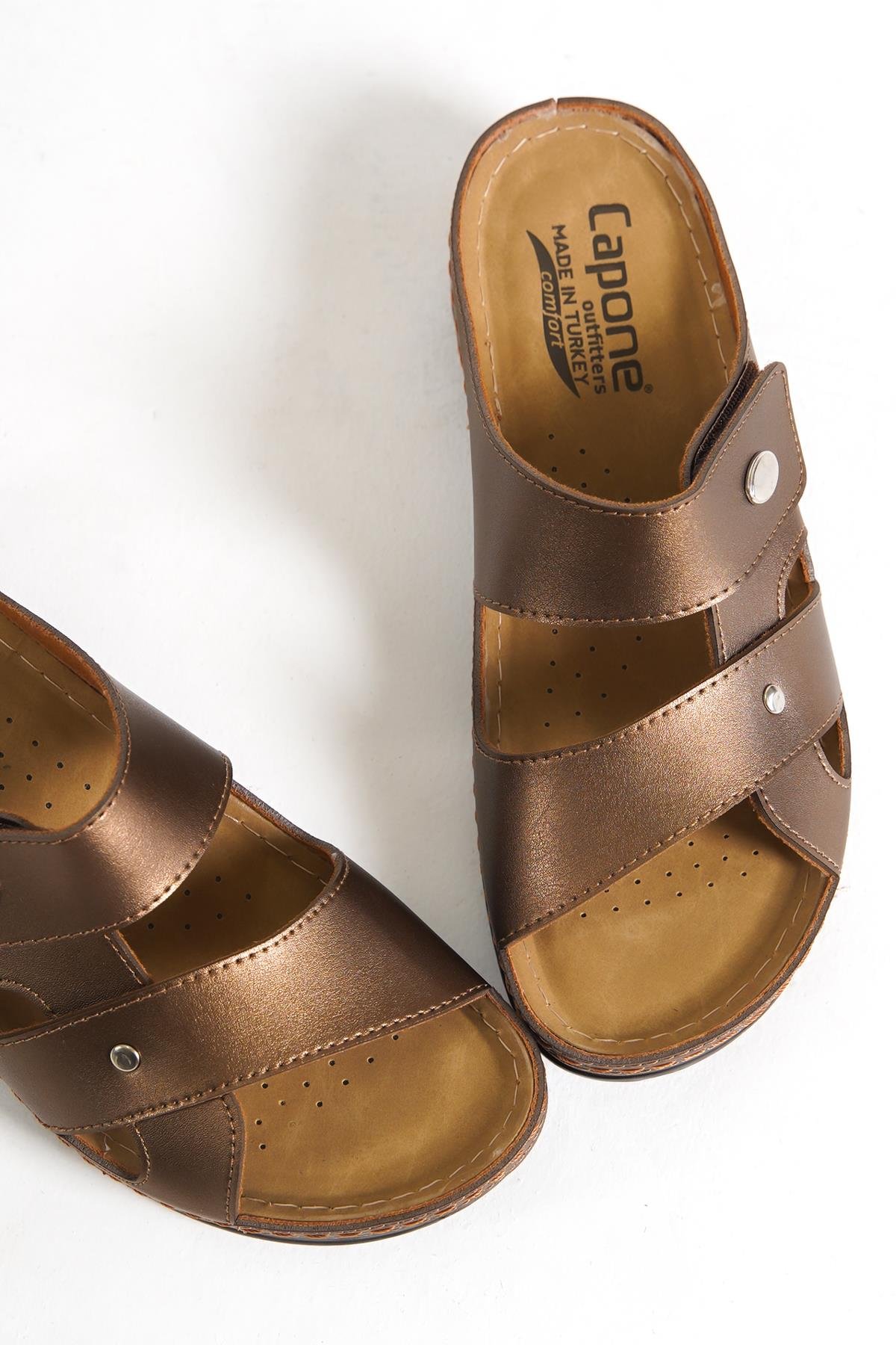 Capone 107090 Women Copper Slingback Comfort Anatomical Sandals