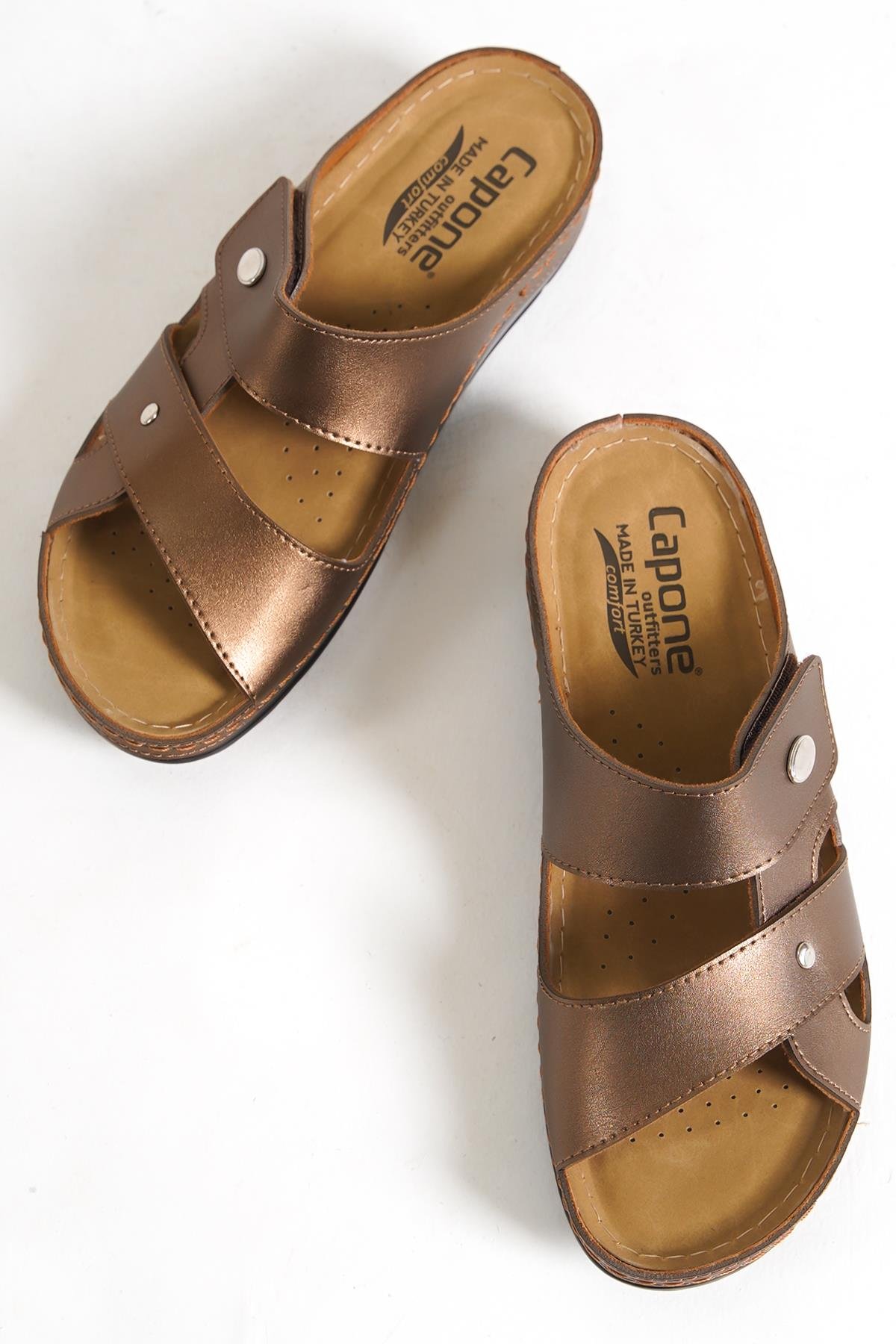 Capone 107090 Women Copper Slingback Comfort Anatomical Sandals