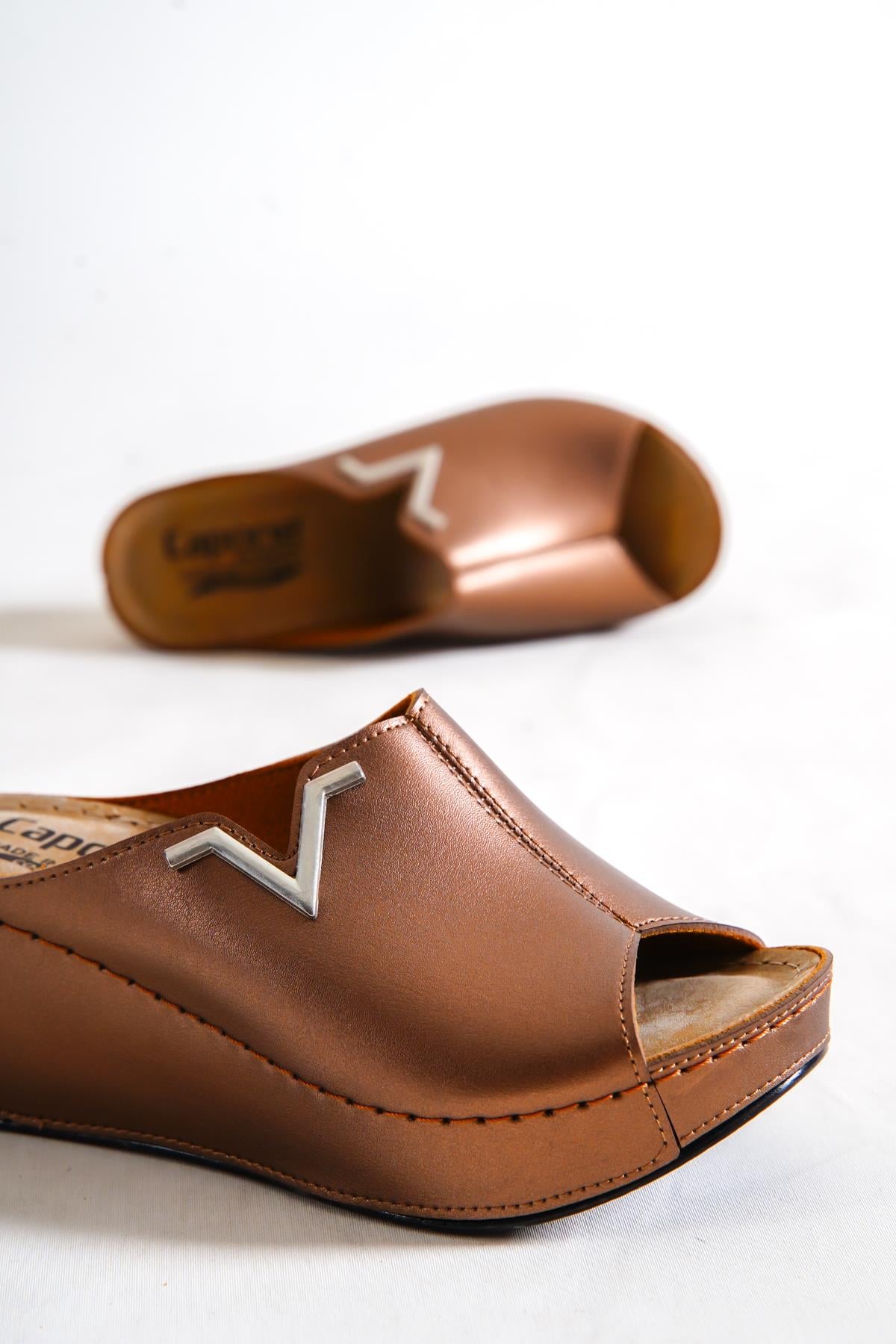 Capone 6145 Women Copper Platform V Clip Accessory Sandals