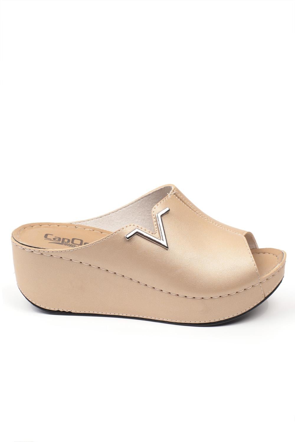 Capone 6145 Women Gold Platform V Clip Accessory Sandals