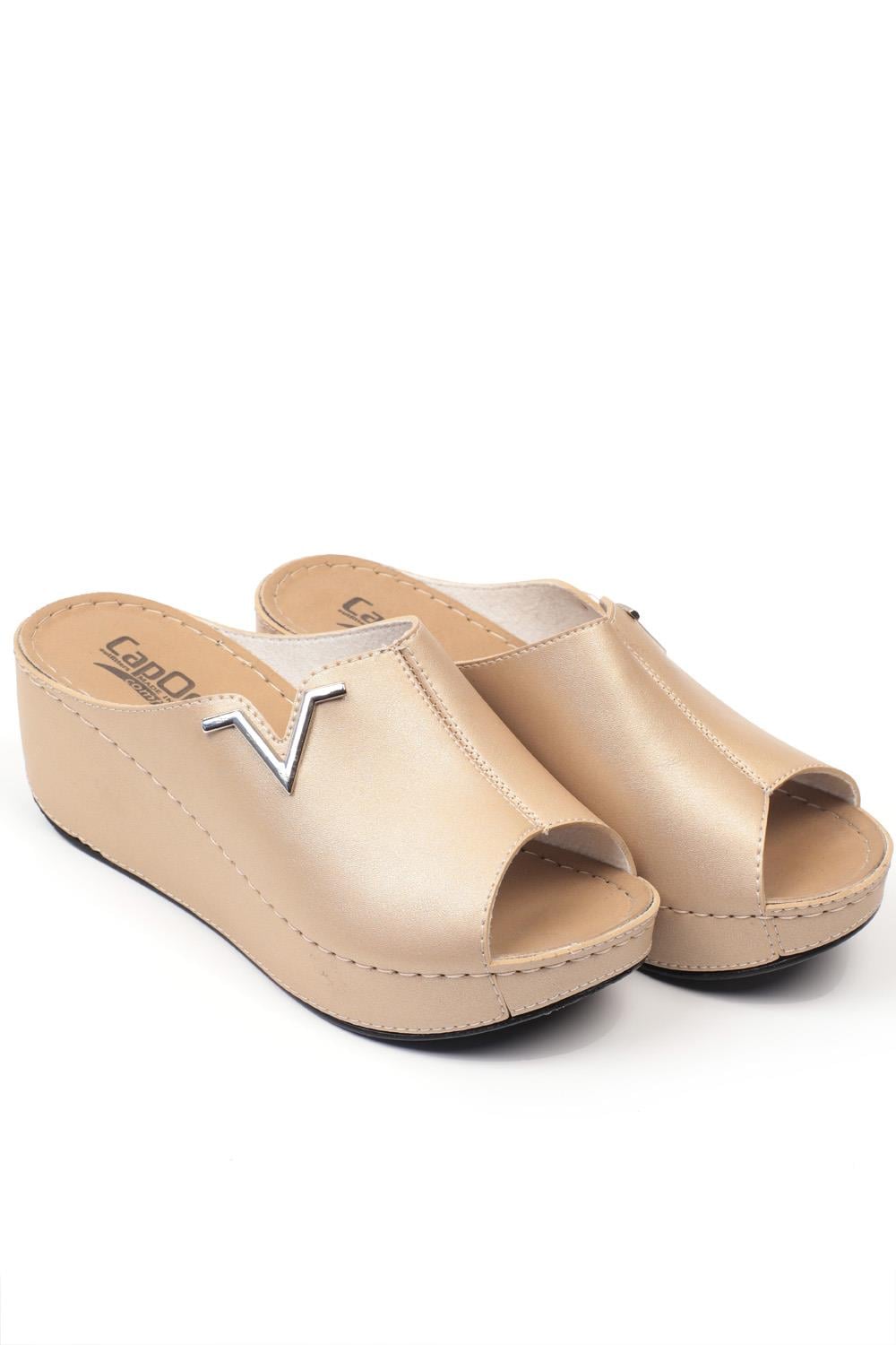 Capone 6145 Women Gold Platform V Clip Accessory Sandals