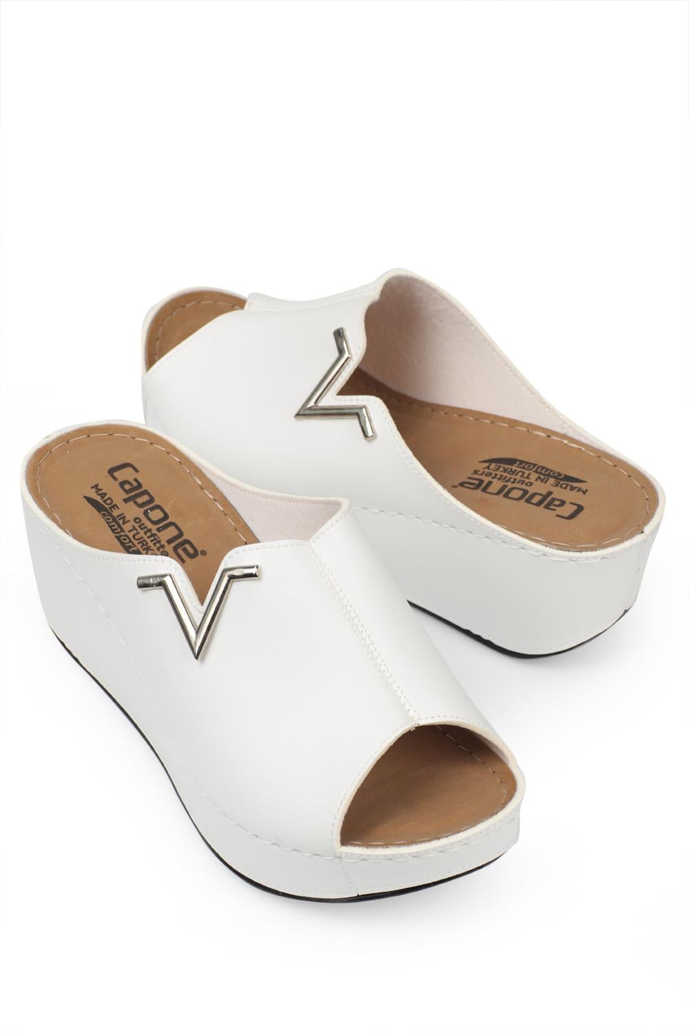 Capone 6145 Women White Platform V Clip Accessory Sandals