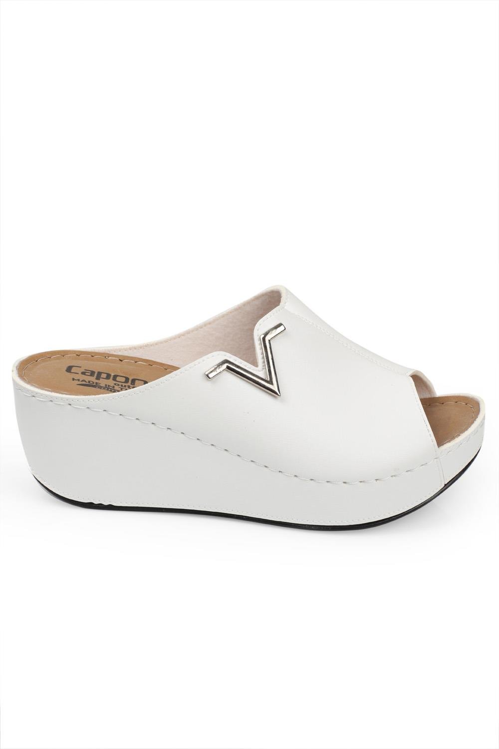 Capone 6145 Women White Platform V Clip Accessory Sandals
