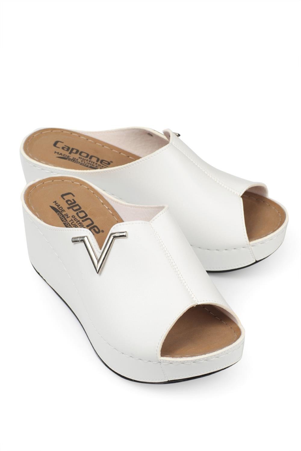 Capone 6145 Women White Platform V Clip Accessory Sandals