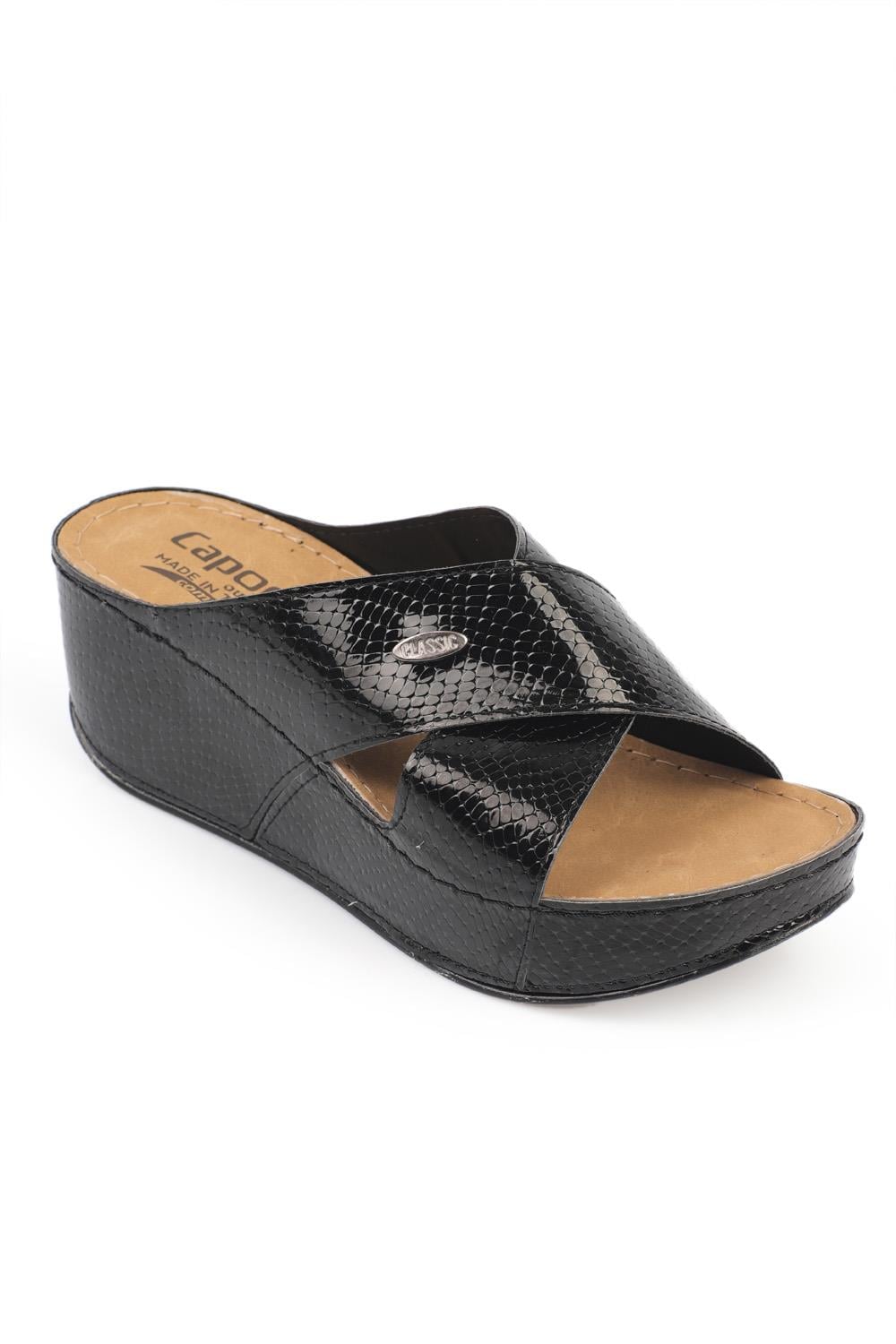 Capone 6175 Women Black Platform Cross Band Sandals