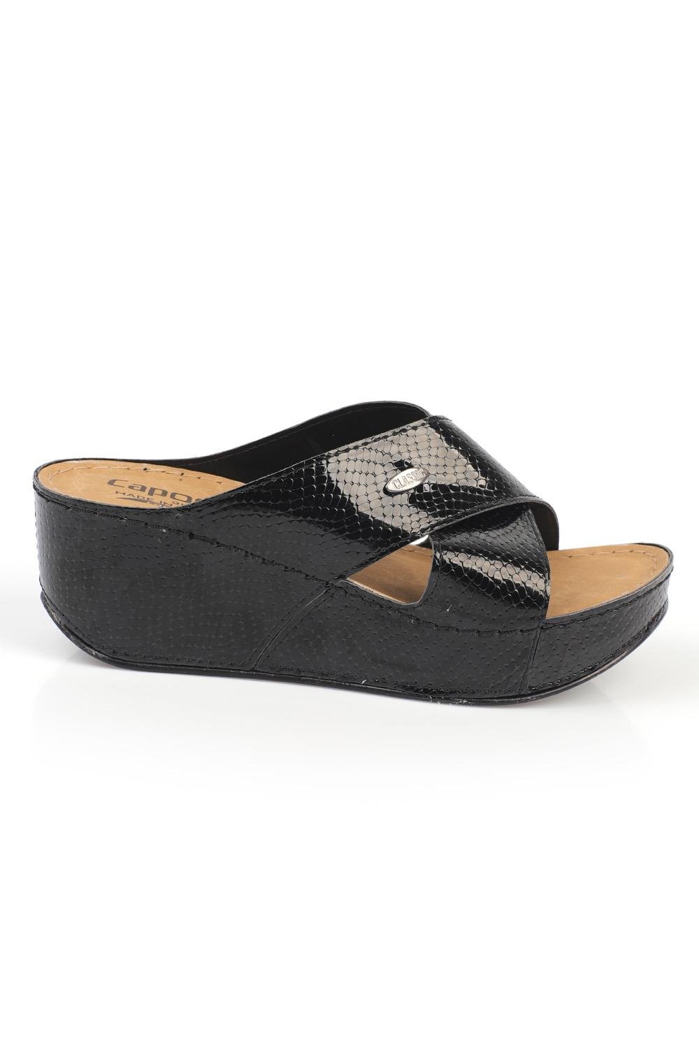 Capone 6175 Women Black Platform Cross Band Sandals