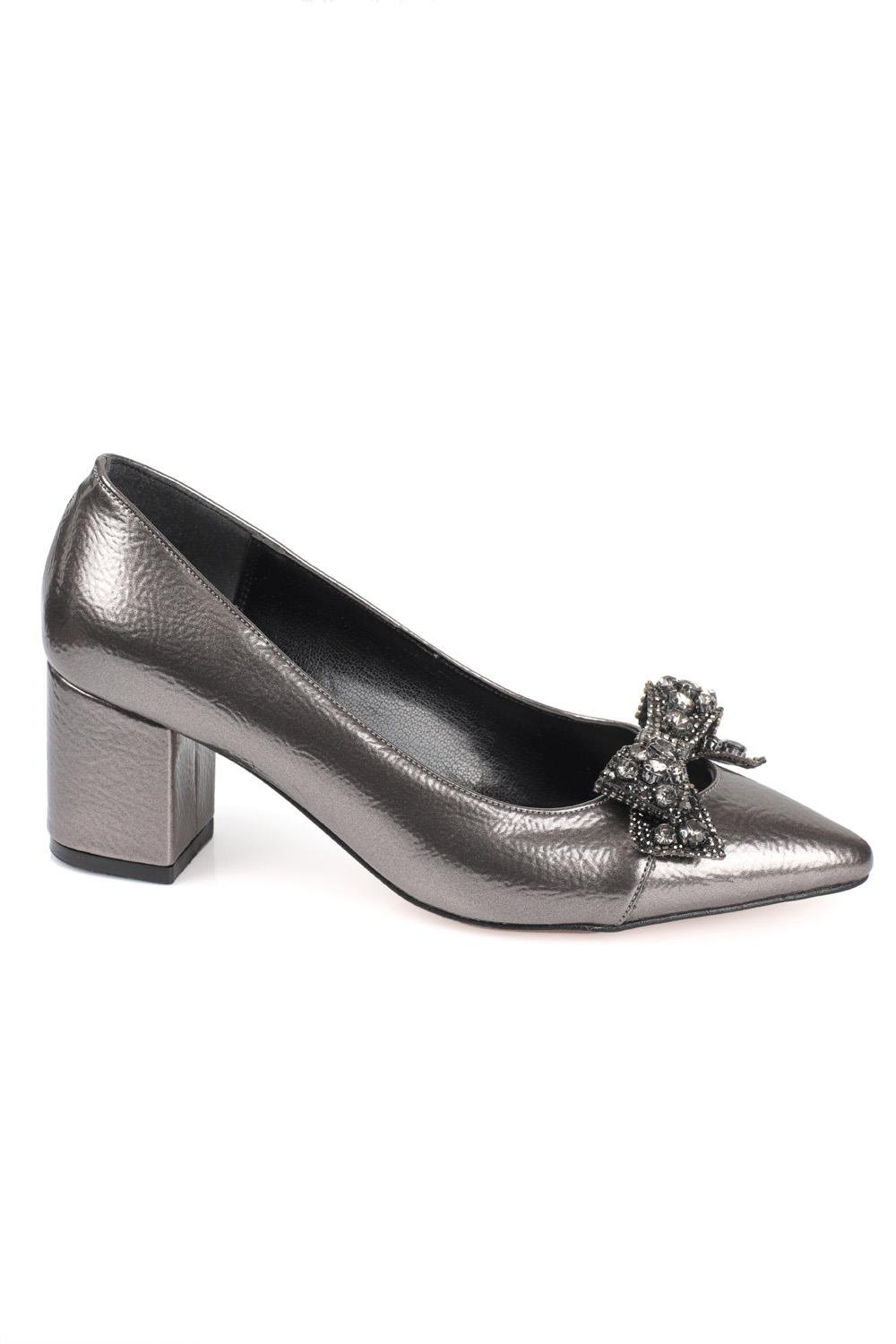 Capone 645 Women Platinum Heel Cristal Embellished Bow Tie Shoes