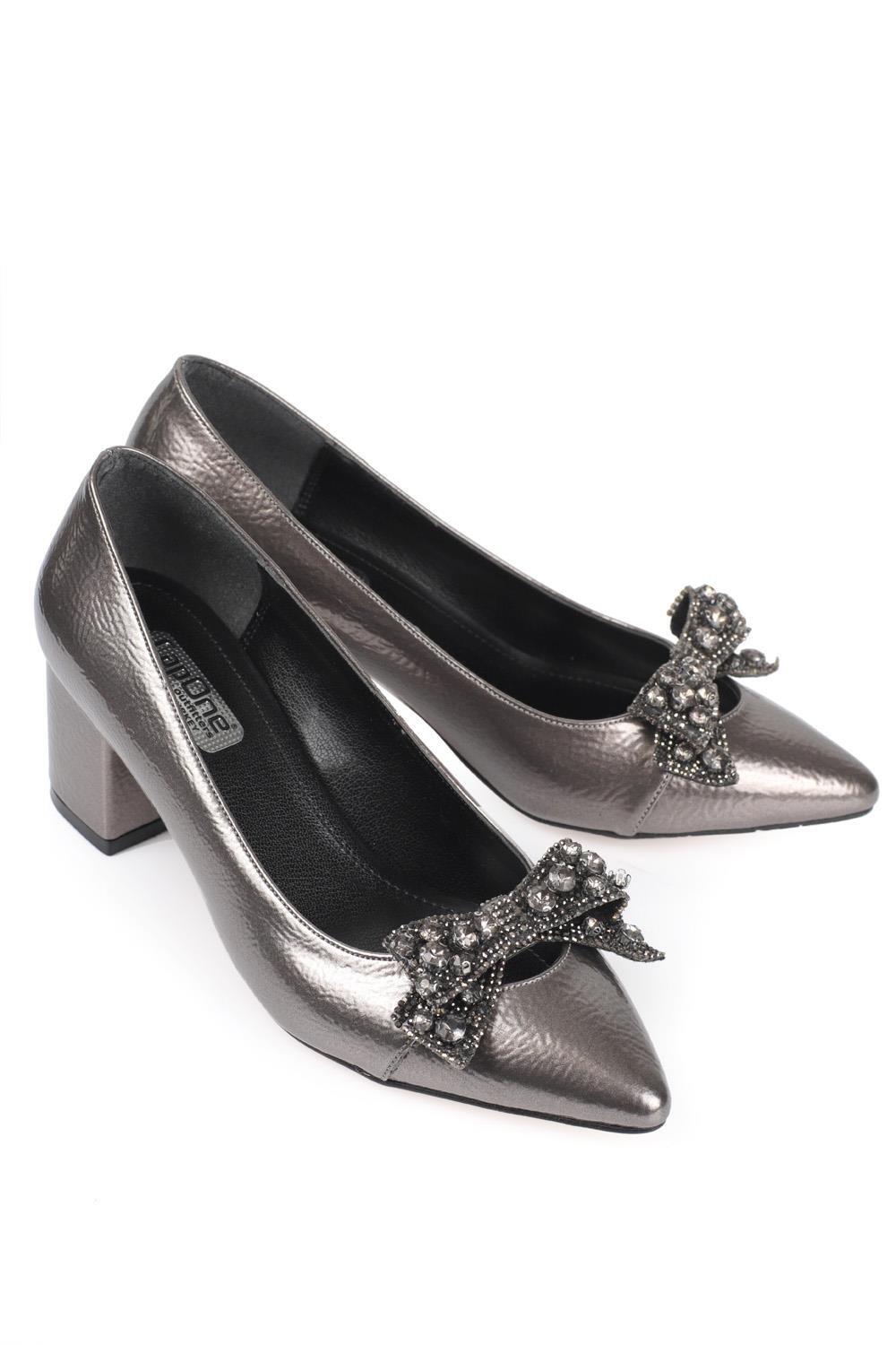 Capone 645 Women Platinum Heel Cristal Embellished Bow Tie Shoes
