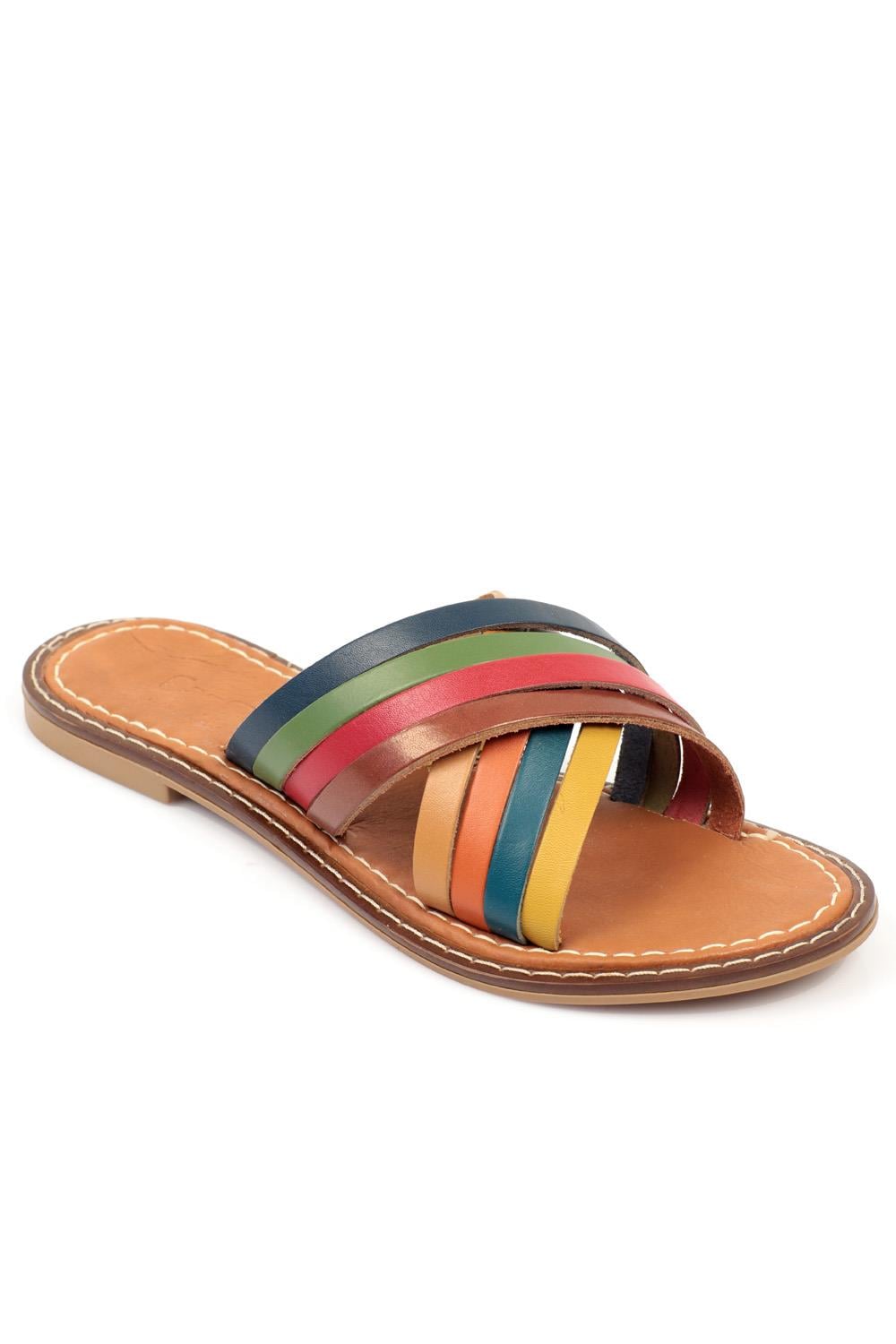 Capone 8098 Genuine Leather Cross Straps Women Multicolored Sandals