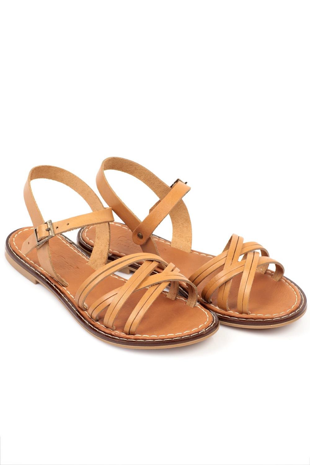 Capone 830 Genuine Leather Women Tan Slingback Sandals