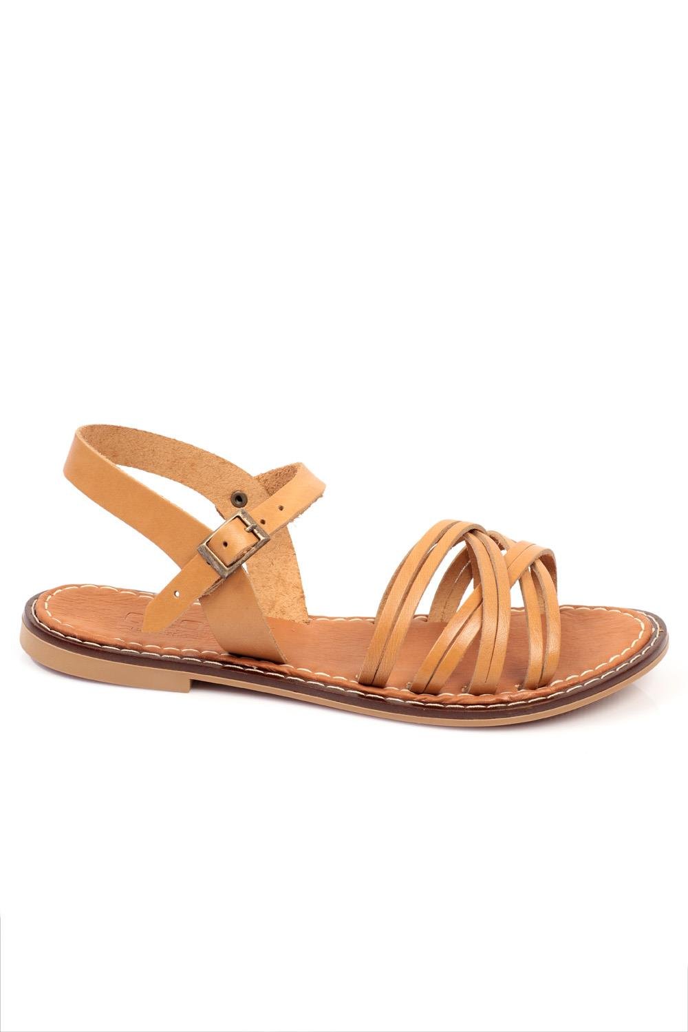 Capone 830 Genuine Leather Women Tan Slingback Sandals