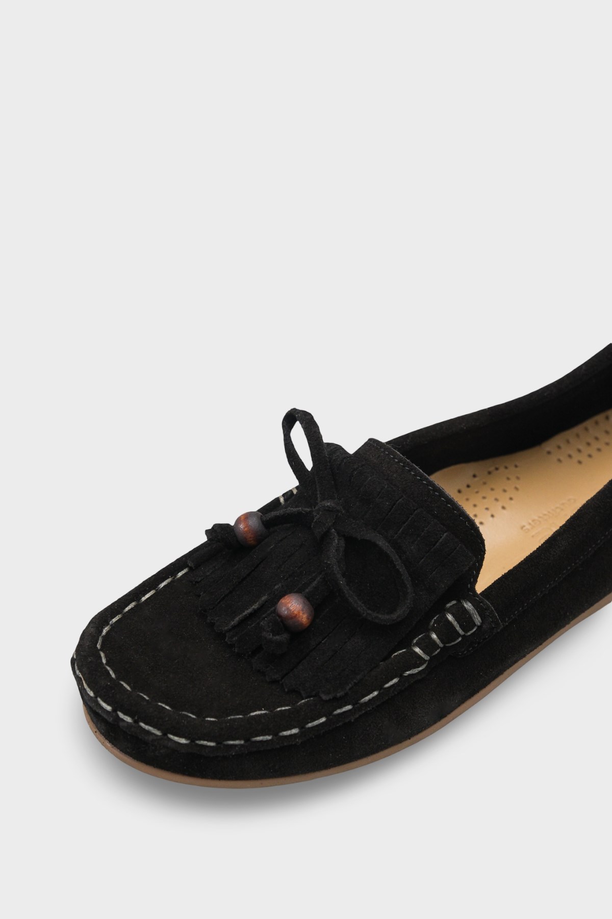 Capone Almir Genuine Leather Suede Beaded Tassel Comfort Women Black Loafer