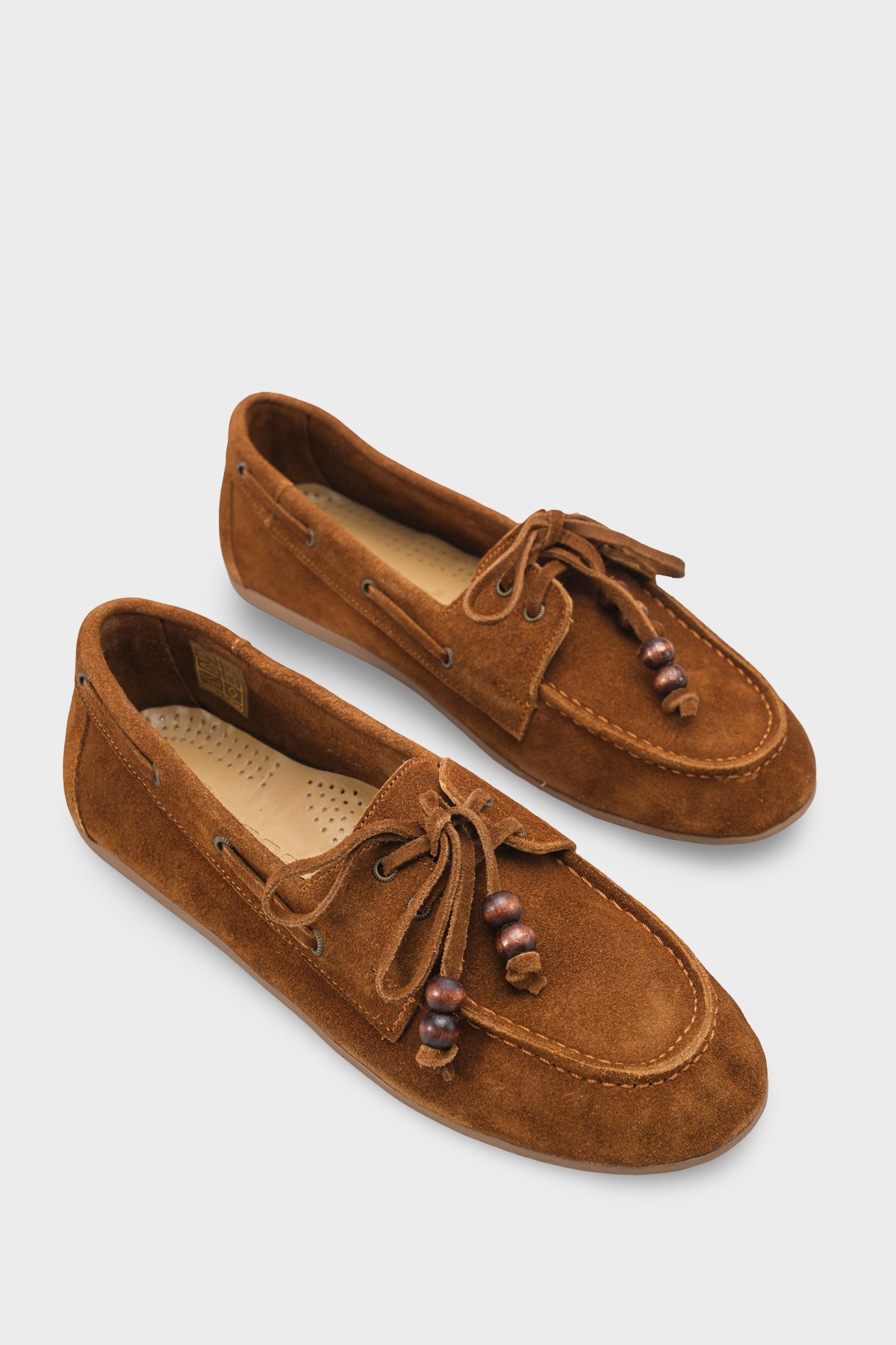 Capone Almir Genuine Leather Suede Beaded Tassel Comfort Women Walnut Loafer