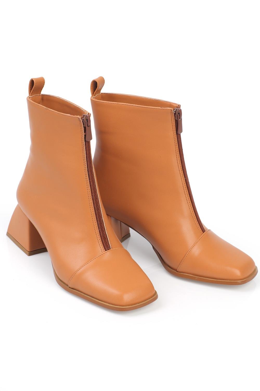 Capone Ankle Height Blunt Toe Front Zipper Woman Booties