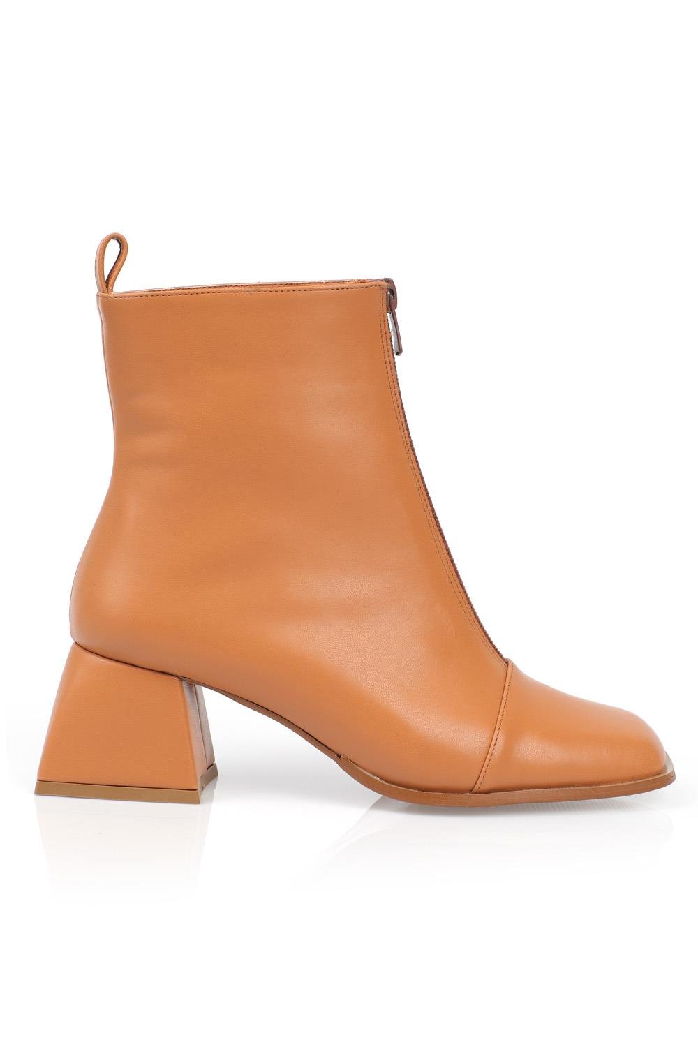 Capone Ankle Height Blunt Toe Front Zipper Woman Booties