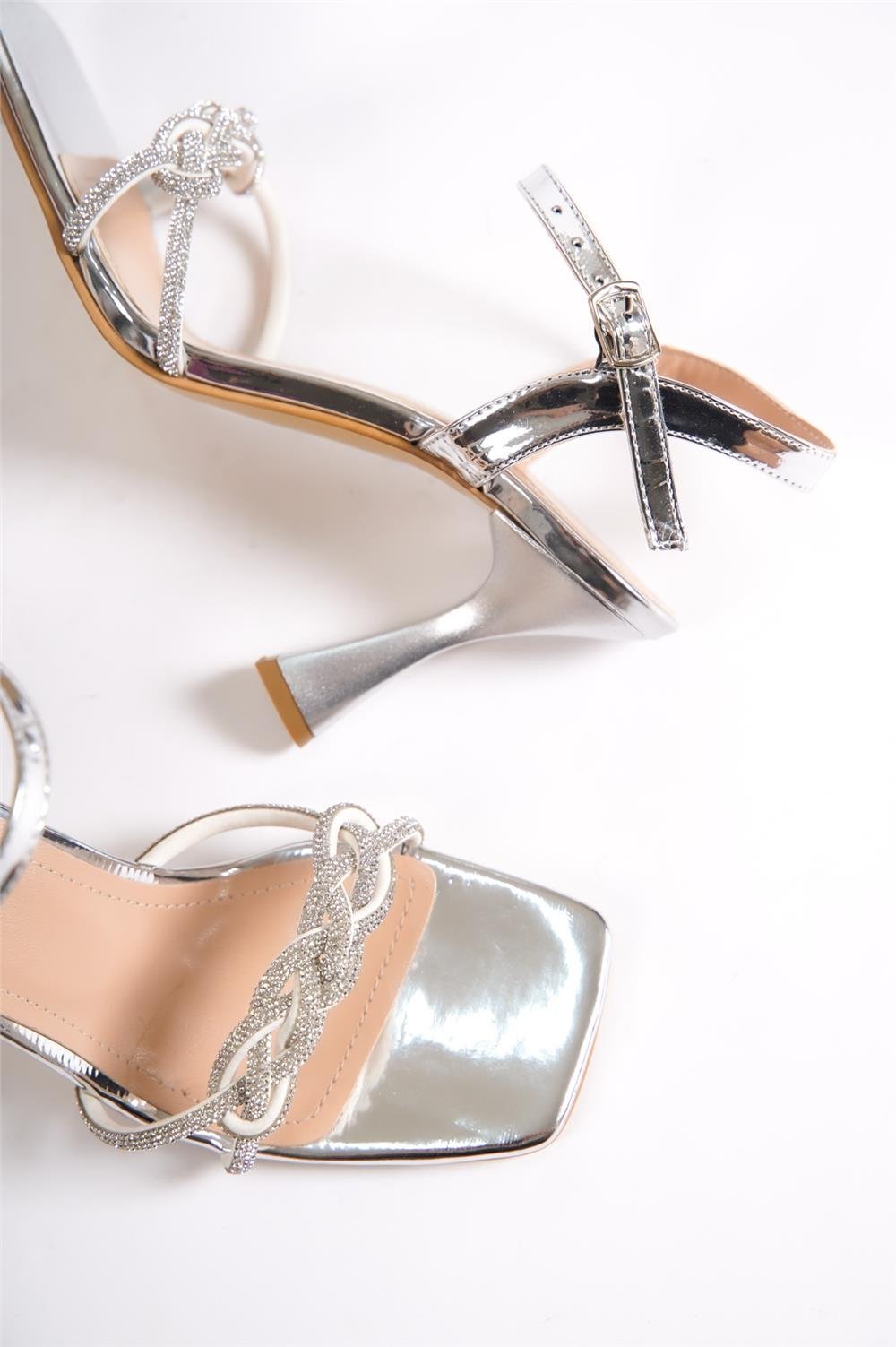 Capone Ankle Strap Crystal Embellished High Heels Woman Sandals