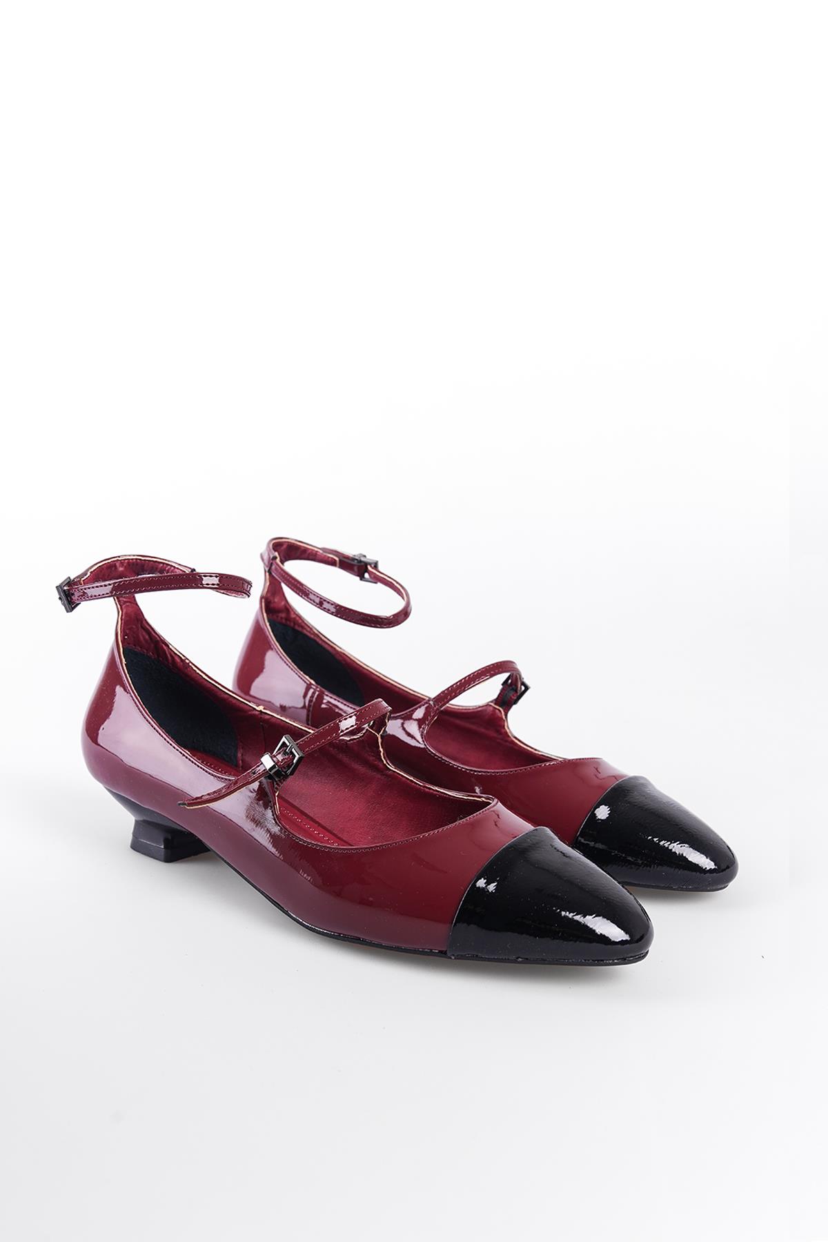 Capone Ankle-Strap Short-Heeled Women Burgundy Shoes