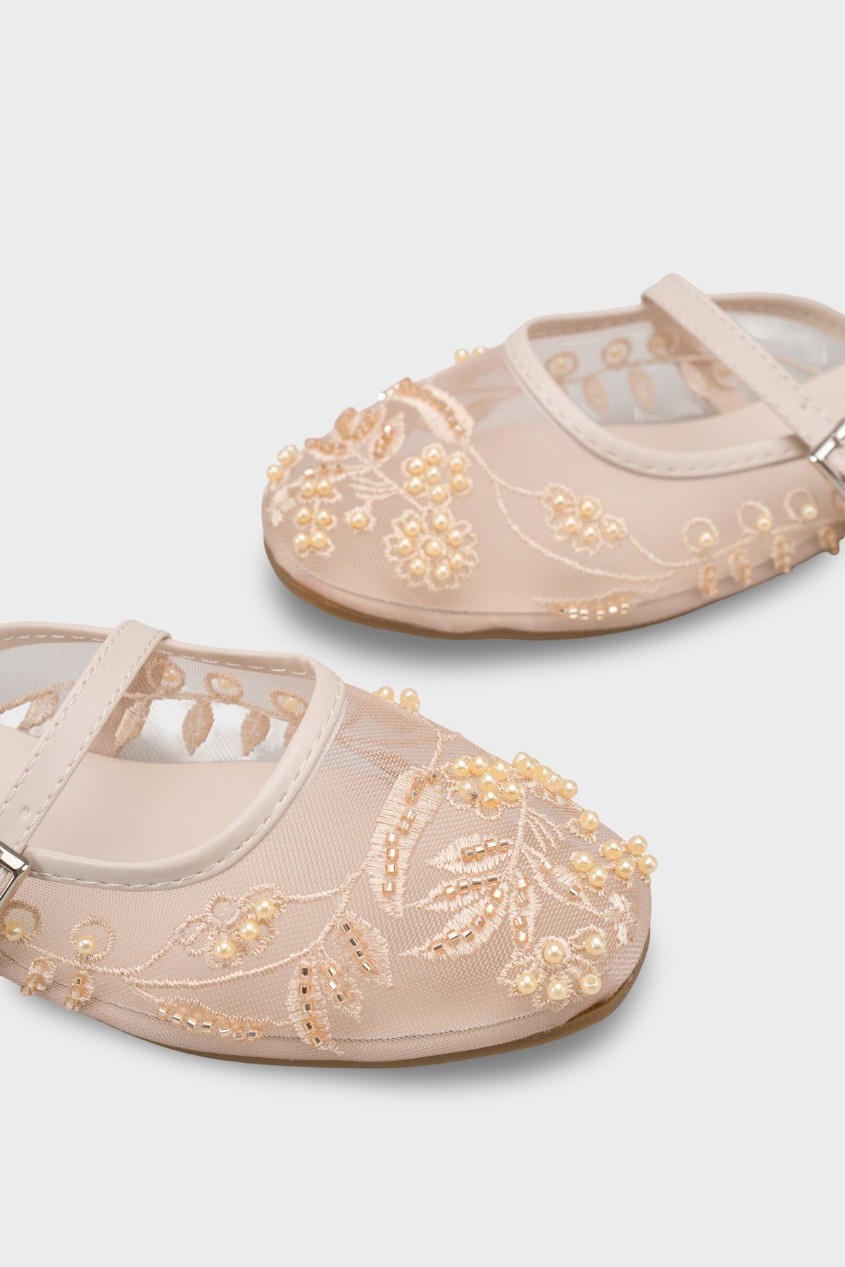 Capone Avie Lace Mesh Embroidered Women Beige Mule