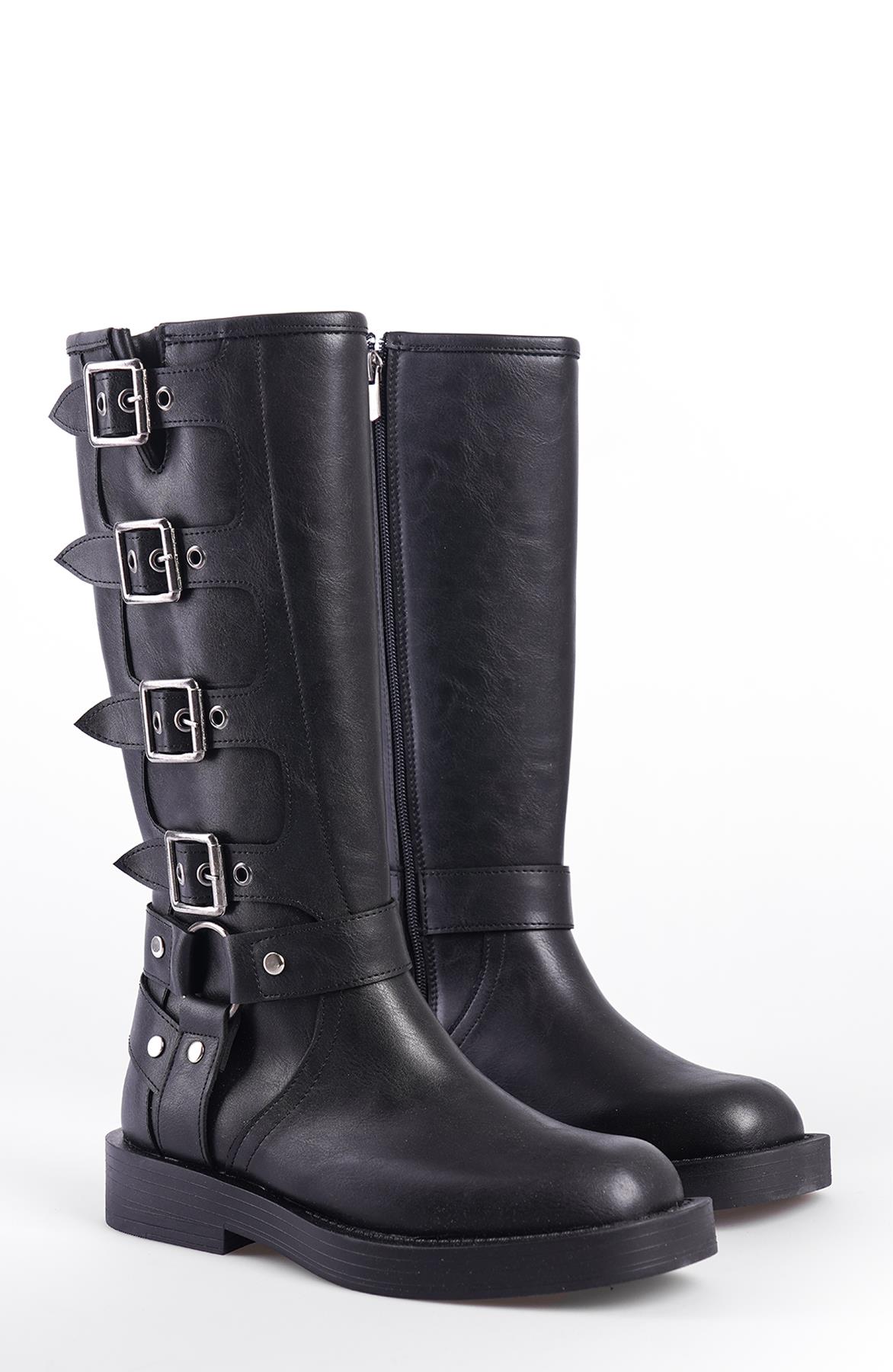 Capone Biker Zippered Women Black Boots