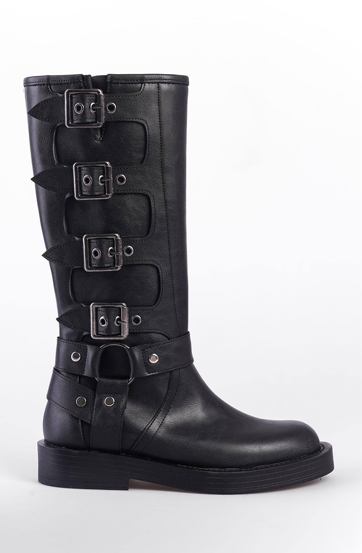 Capone Biker Zippered Women Black Boots