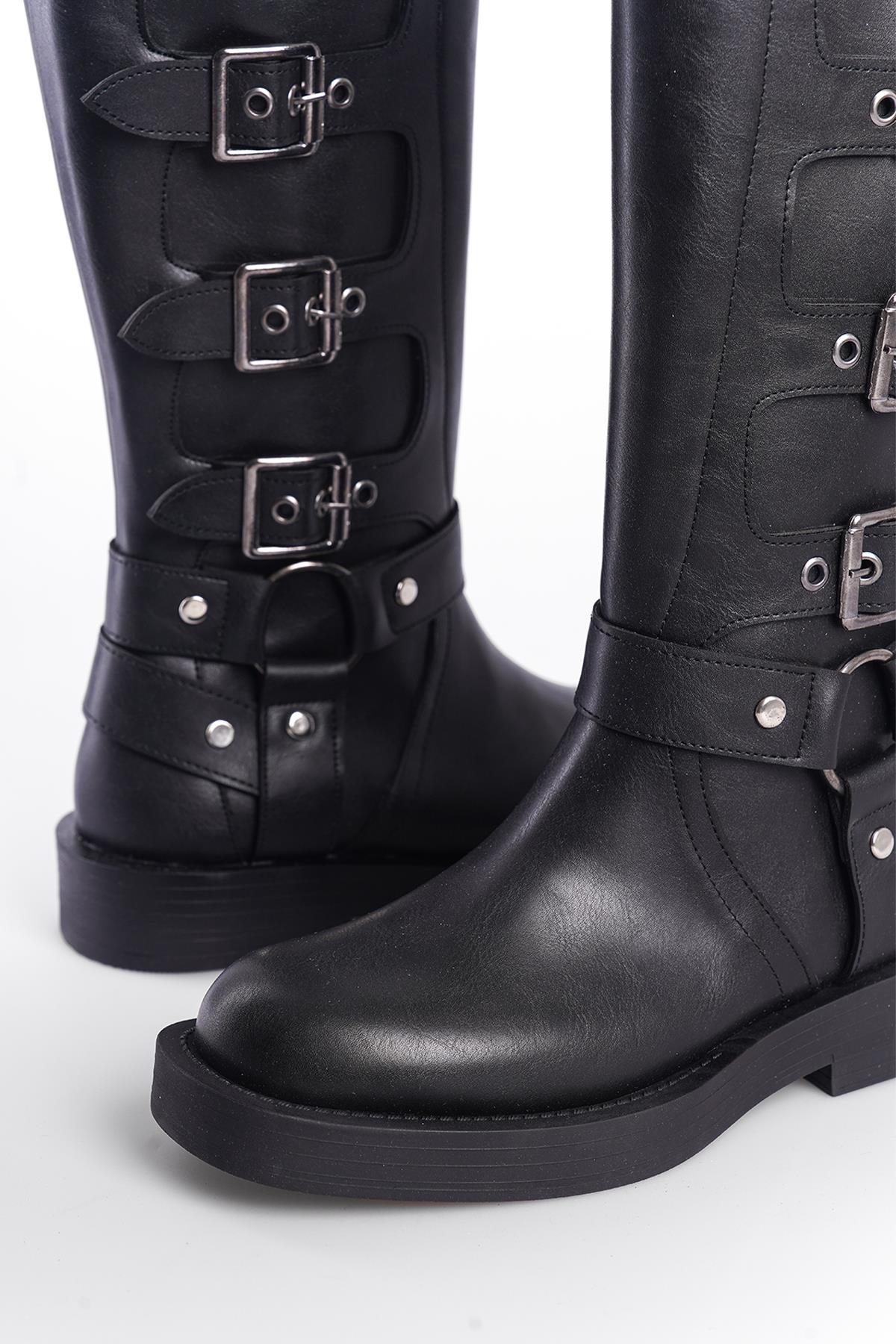 Capone Biker Zippered Women Black Boots