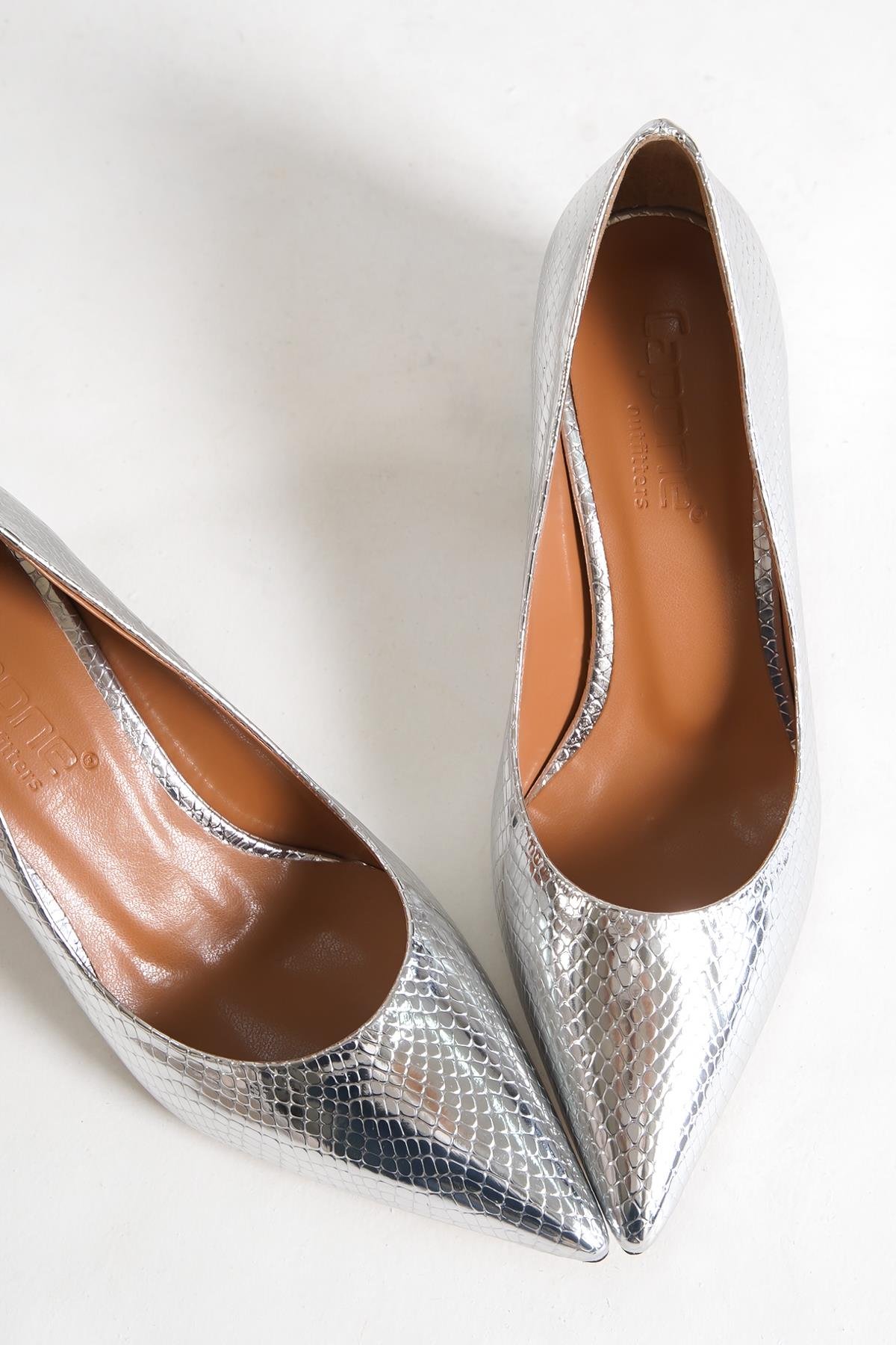 Capone Block Heel Women Silver Shoes