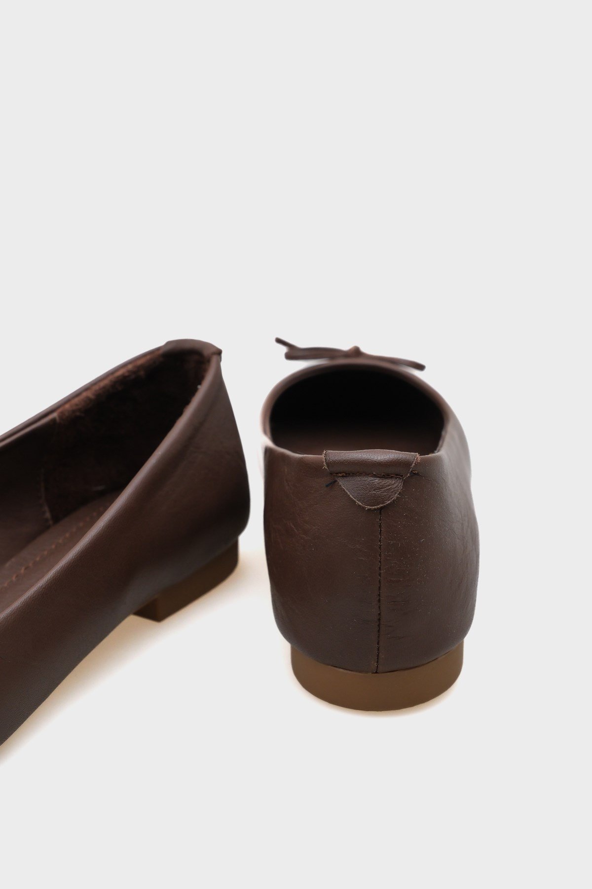 Capone Bloom Genuine Leather Bow Detail Round Toe Women Brown Ballerinas
